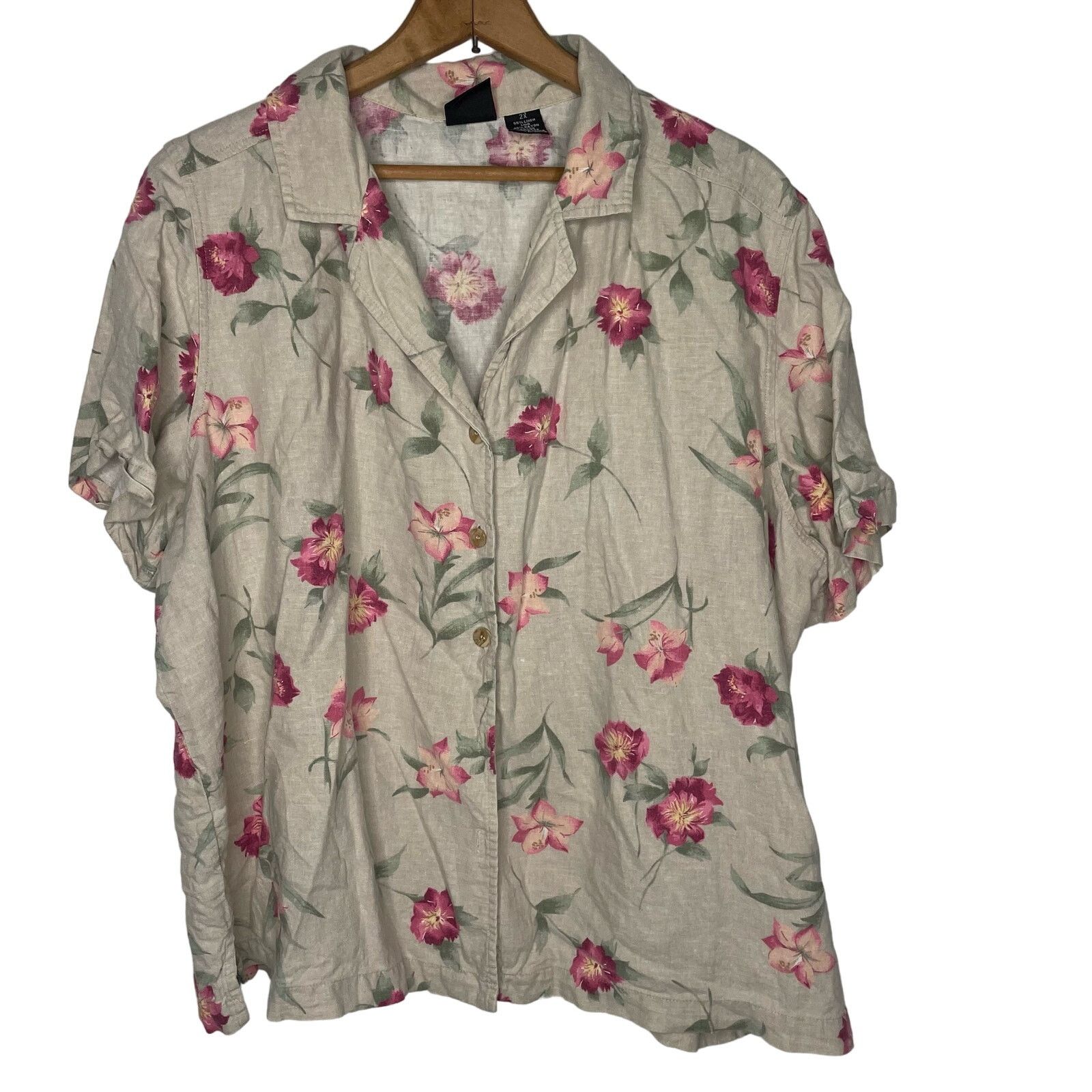 Other Erika Linen Blend Floral Button Up Size XXL / US 16-18 / IT 52-54 - 1 Thumbnail