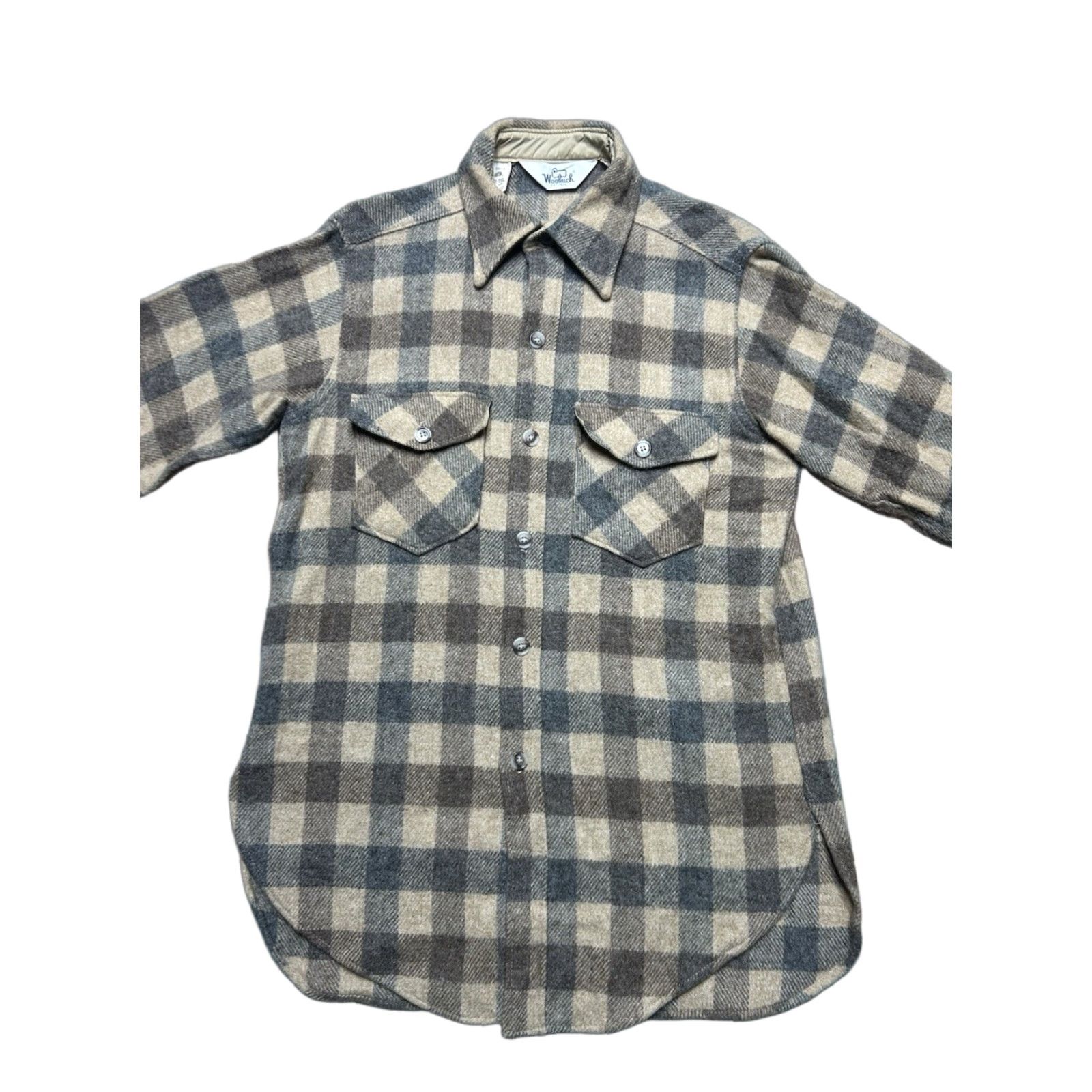 VINTAGE Woolrich Button-Up Shirt Long Sleeve Plaid Check Flannel Medium Wool 70s Men M Multicolor