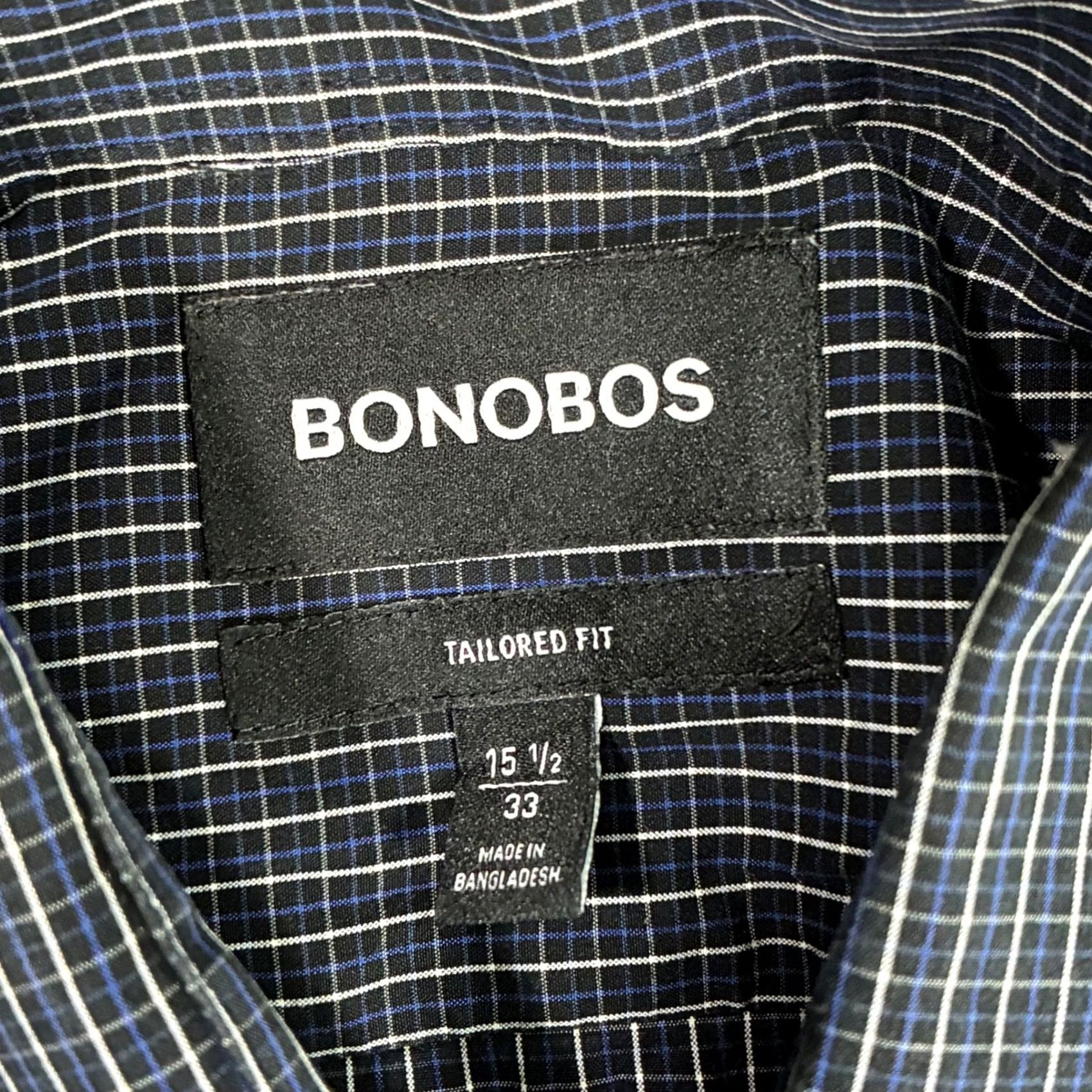 Bonobos Bonobos Dress Shirt Gingham Tailored Fit Long Sleeve Blue White 15 1/2 33 Mens Size 42R - 5 Thumbnail