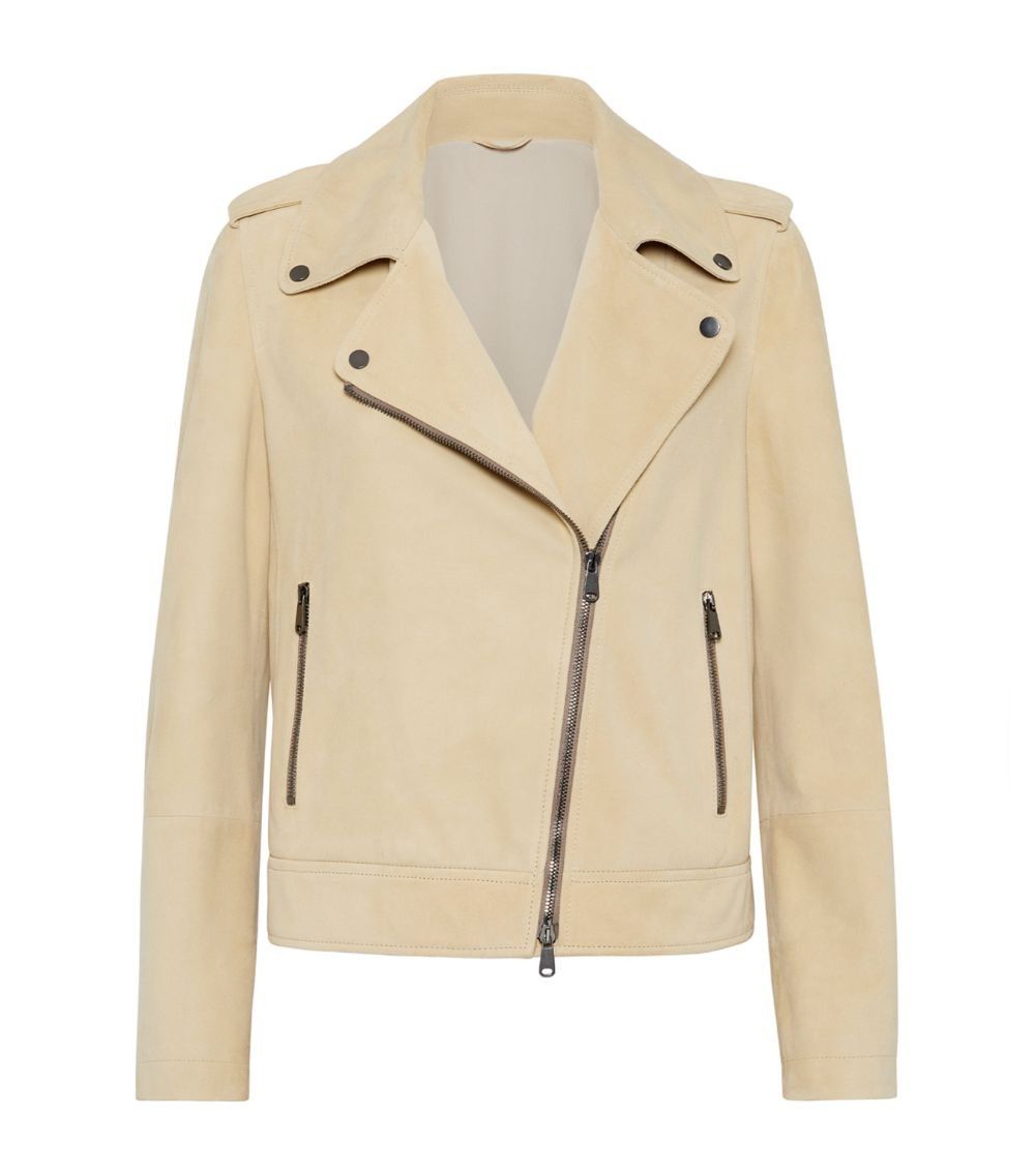 Brunello Cucinelli o1la1rc1a0425 Leather Jacket in Beige Size L / US 10 / IT 46 - 1 Thumbnail
