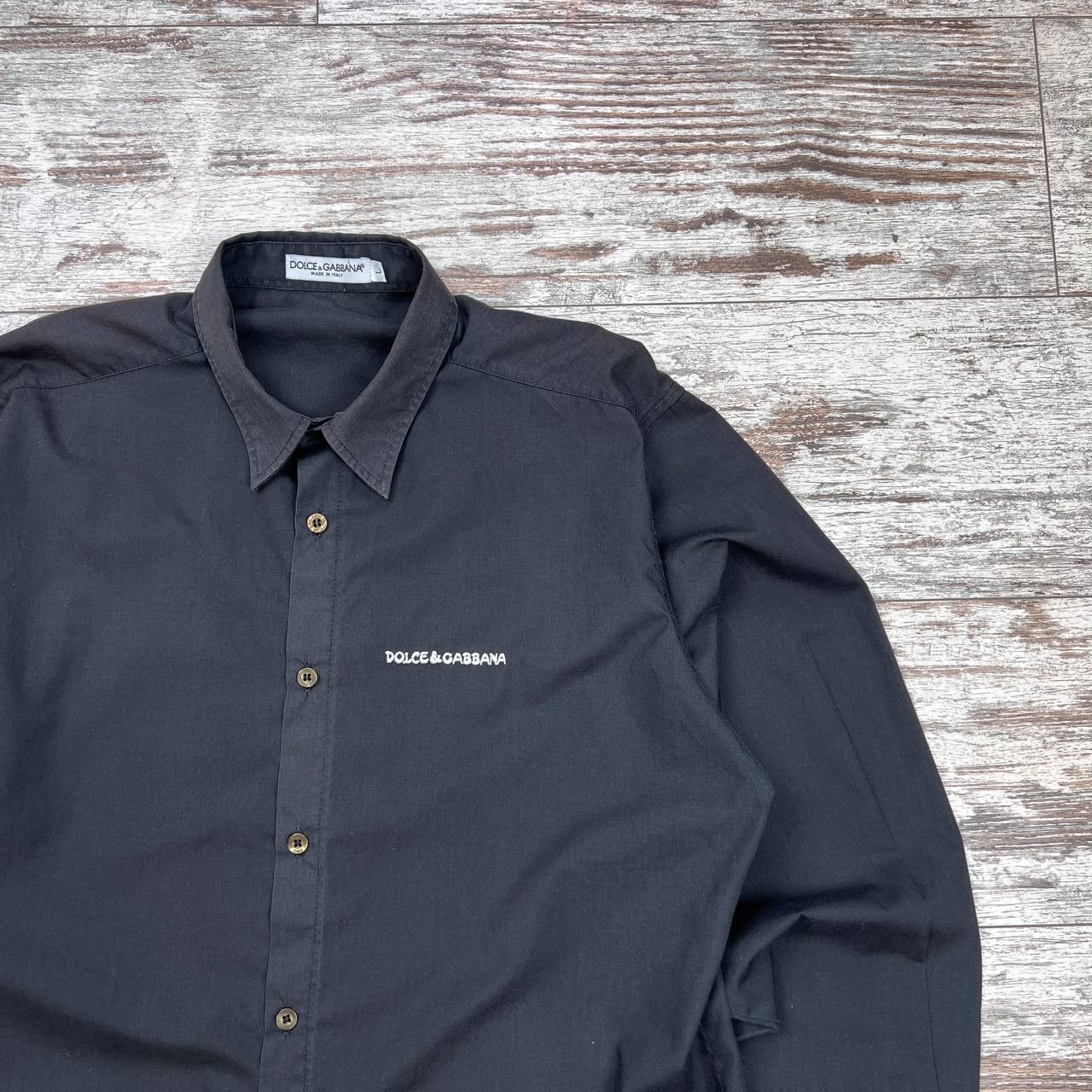 Dolce & Gabbana D&G Men's Black Long Sleeve Shirt Embroidered Logo Size US L / EU 52-54 / 3 - 3 Thumbnail