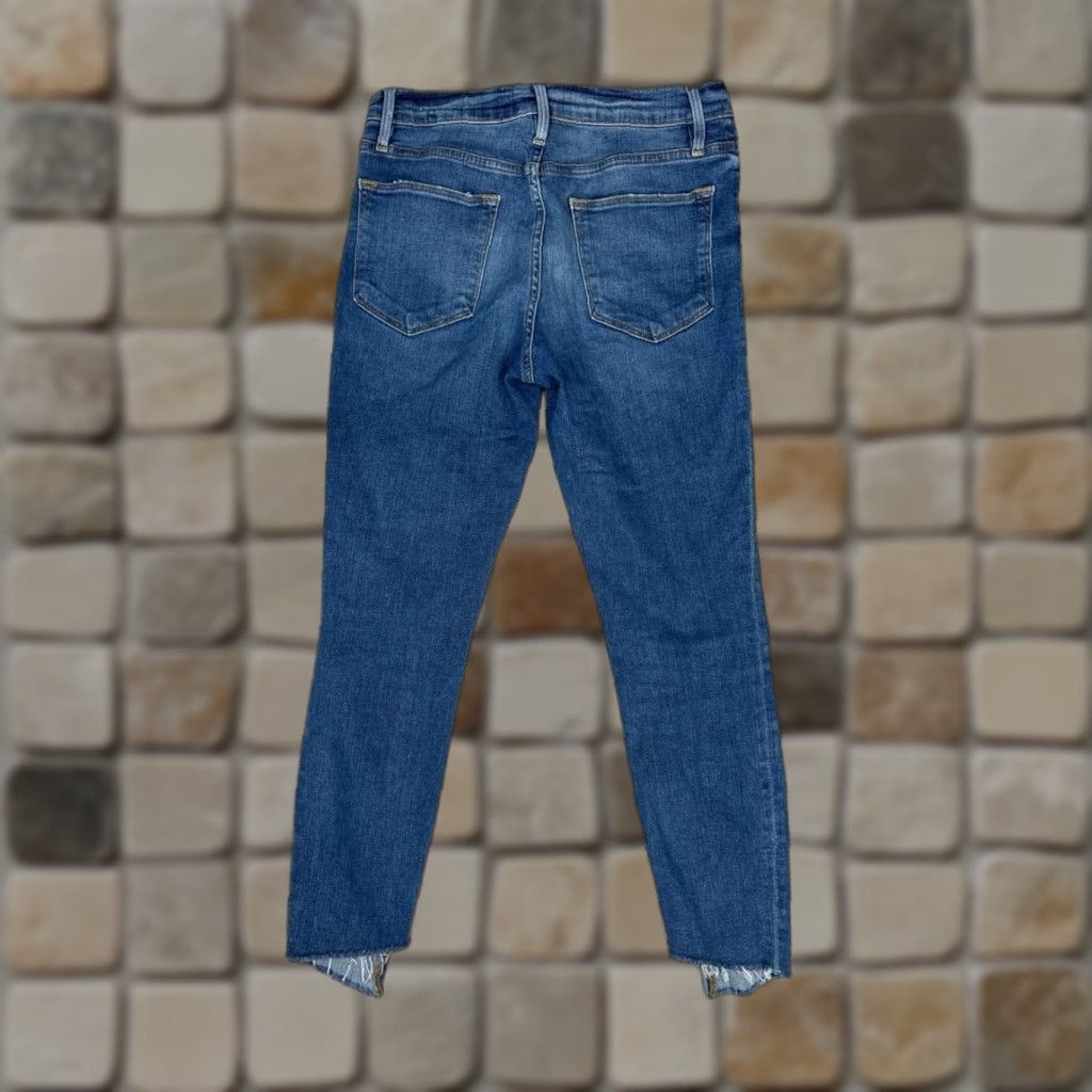 Frame Frame Le High Skinny Cropped Jeans Womens 27 Blue Denim Cotton Distressed 27x26 Size 27" / US 4 / IT 40 - 1 Thumbnail