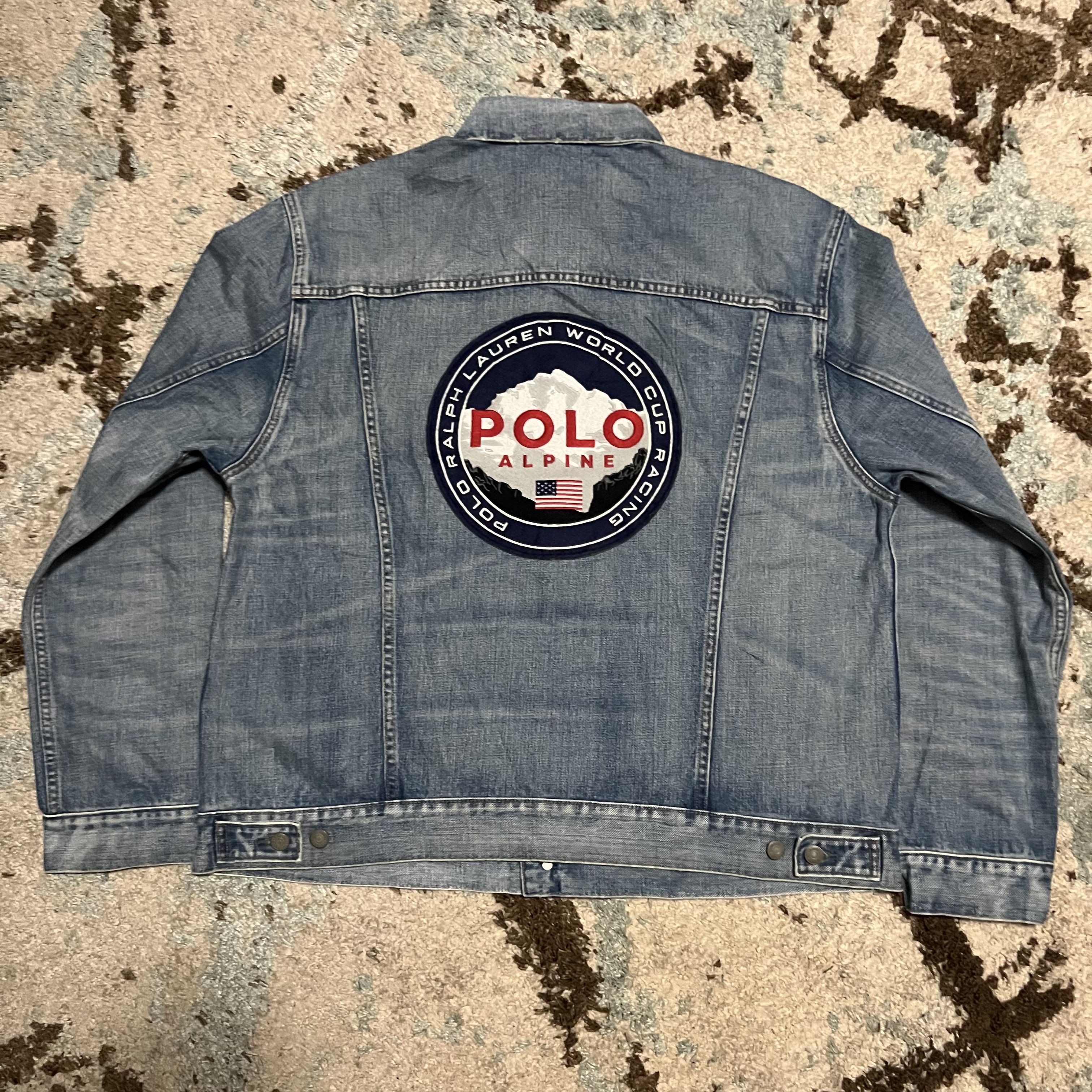 image of Polo Ralph Laurent Alpine Racing Denim Trucker Jacket Xlt in Blue, Men's