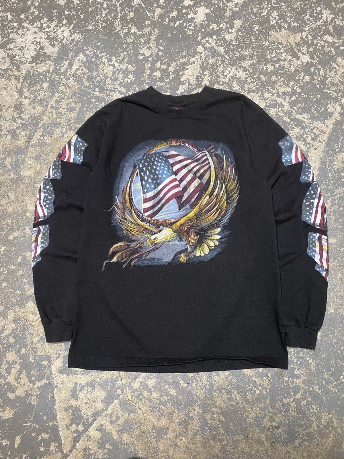 Vintage Vintage Eagle American Flag Long Sleeve Tshirt Size US M / EU 48-50 / 2 - 1 Thumbnail