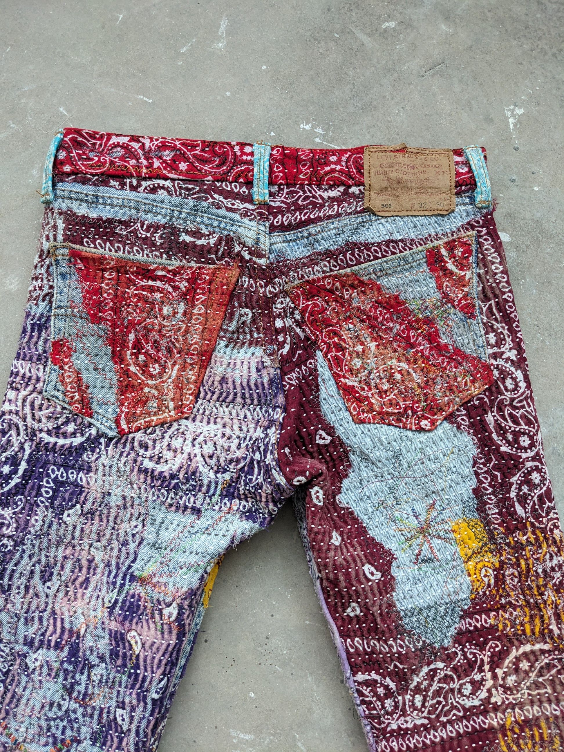 Vintage Levis 501 Custom Made Bandana Boro Sashiko