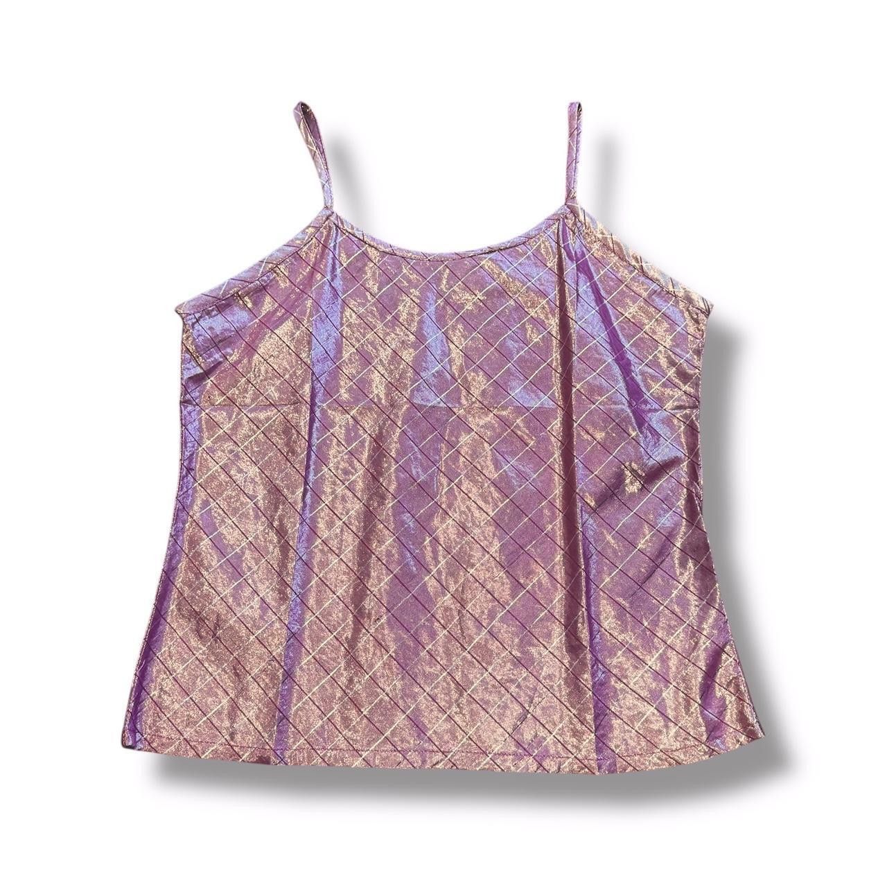 Designer Pink Plaid Metallic Tank Top Size S / US 4 / IT 40 - 1 Thumbnail