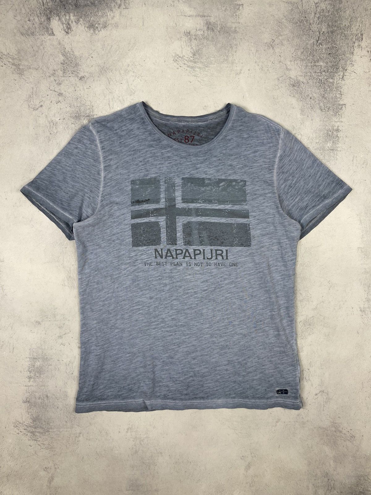 Napapijri Napapijri Big Logo Gorpcore Outdoor Washed Blue T Shirt Size US XL / EU 56 / 4 - 2 Thumbnail