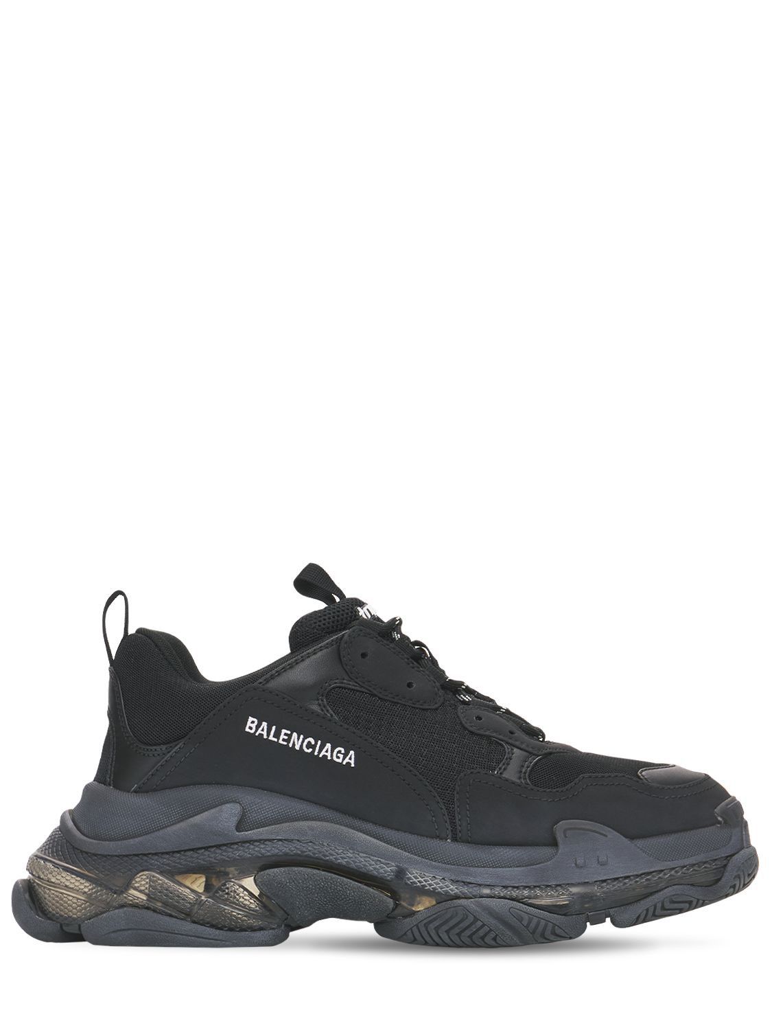 Balenciaga Triple S Men's Black Clear Sole Sneakers New