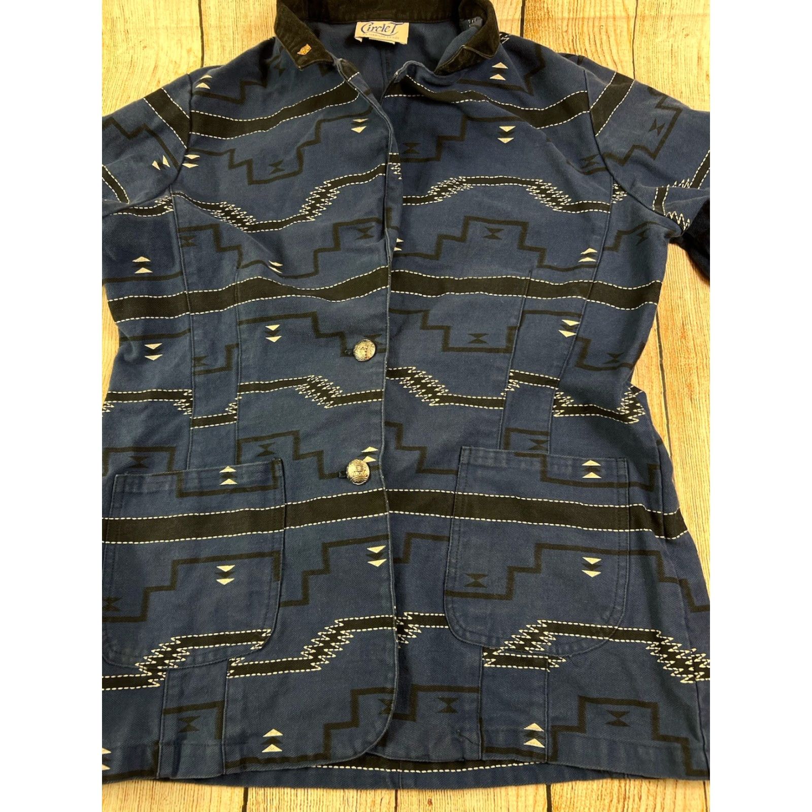 Vintage VINTAGE Western Jacket Circle T Marilyn Lenox Aztec Button L Blue Women Size L / US 10 / IT 46 - 3 Thumbnail
