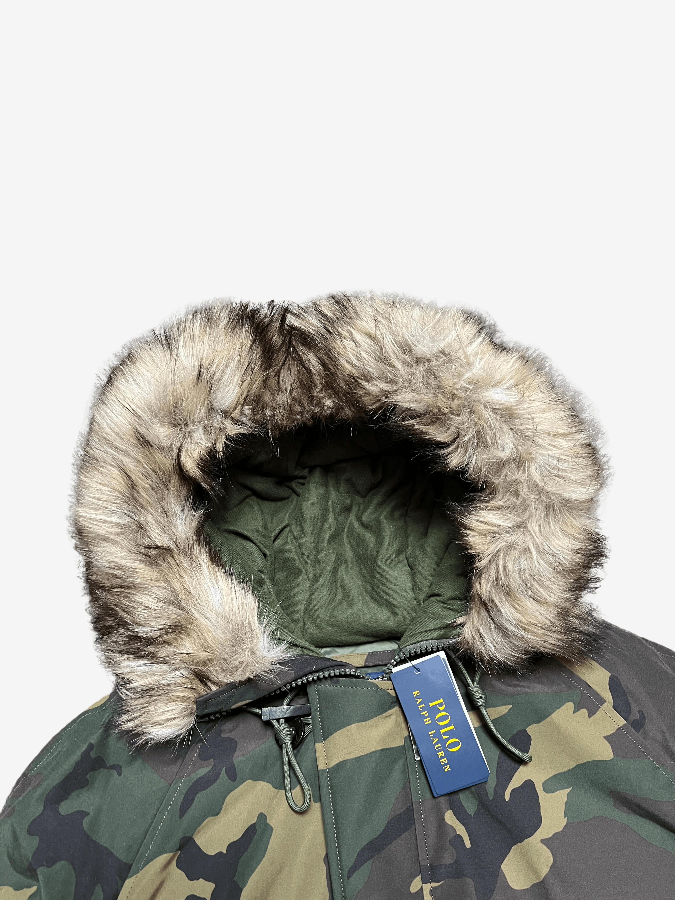Polo Ralph Lauren $498 Polo Ralph Lauren Green Camo Fur Hoodie Puffer Jacket Size US XL / EU 56 / 4 - 4 Thumbnail