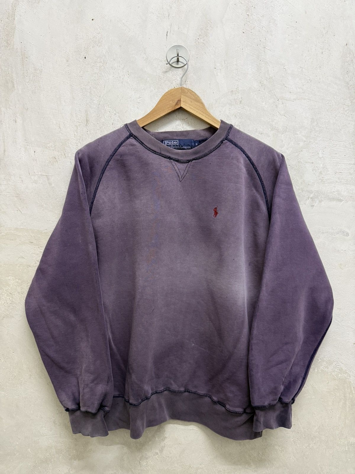 Polo Ralph Lauren Sun Faded Polo Ralph Lauren Small Pony Distressed Crewneck Size US M / EU 48-50 / 2 - 1 Thumbnail