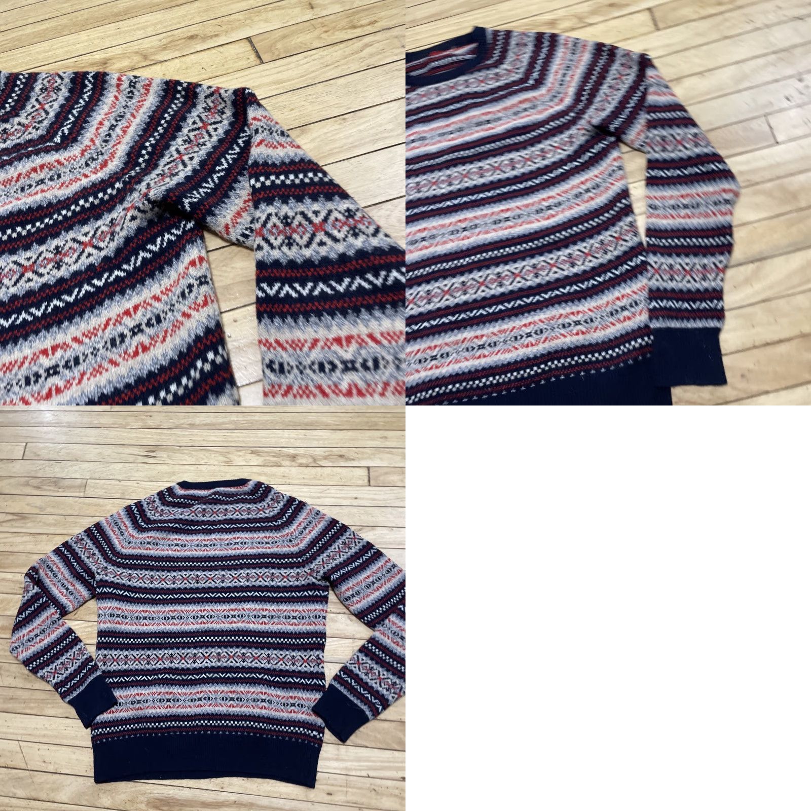 J.Crew VINTAGE J.CREW 100% Wool Fair Isle Sweater Men Adult L Red Blue Cream Nordic Crew Neck Size L / US 10 / IT 46 - 11 Thumbnail