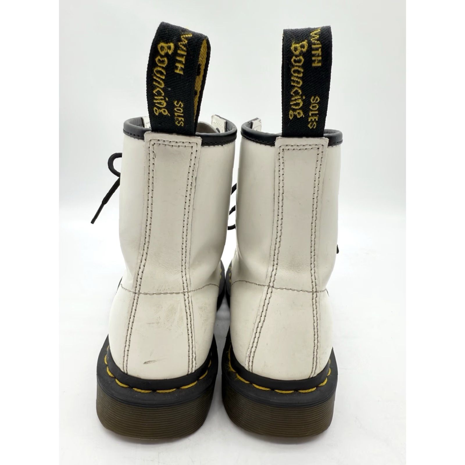 Dr. Martens VINTAGE Dr. Martens White Leather Lace-Up Boots Womens Sz 8 EU 39 Distressed Combat Leather Boots Women White 90s Style Mens? Size US 8 / IT 38 - 4 Thumbnail