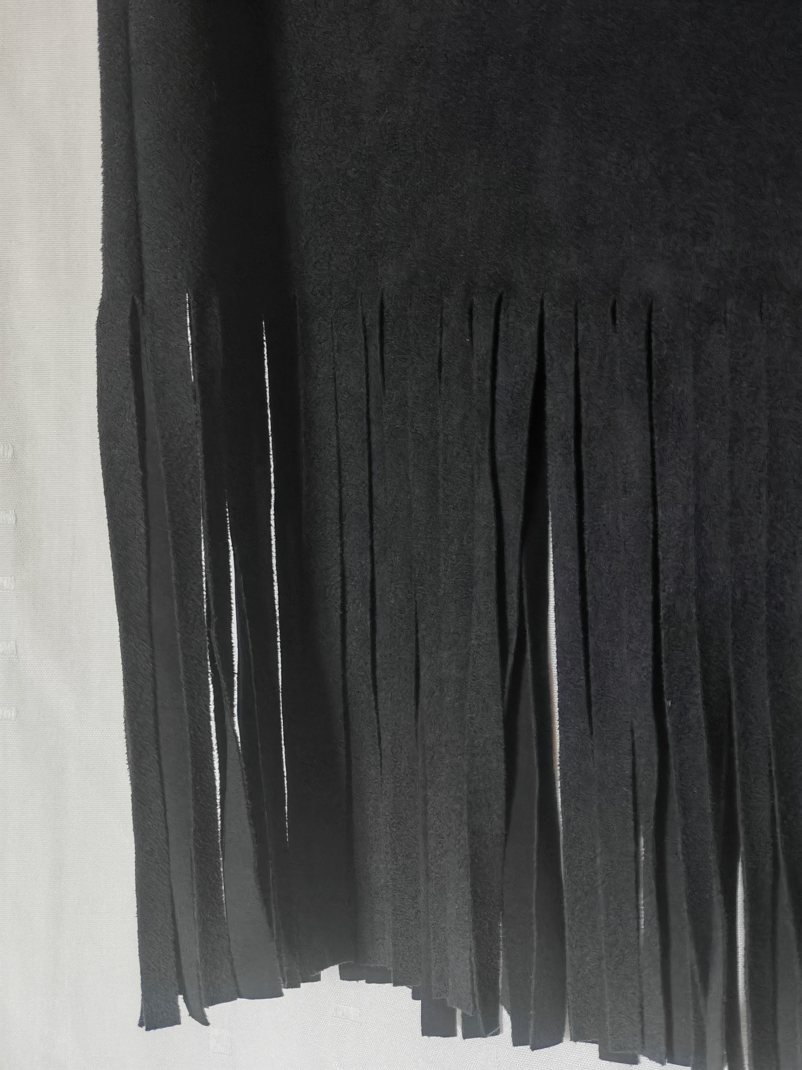 Vintage Vintage Faux Suede Midi Grey Skirt Boho Tassel Fringe sz XL Size 34" / US 12 / IT 48 - 7 Thumbnail