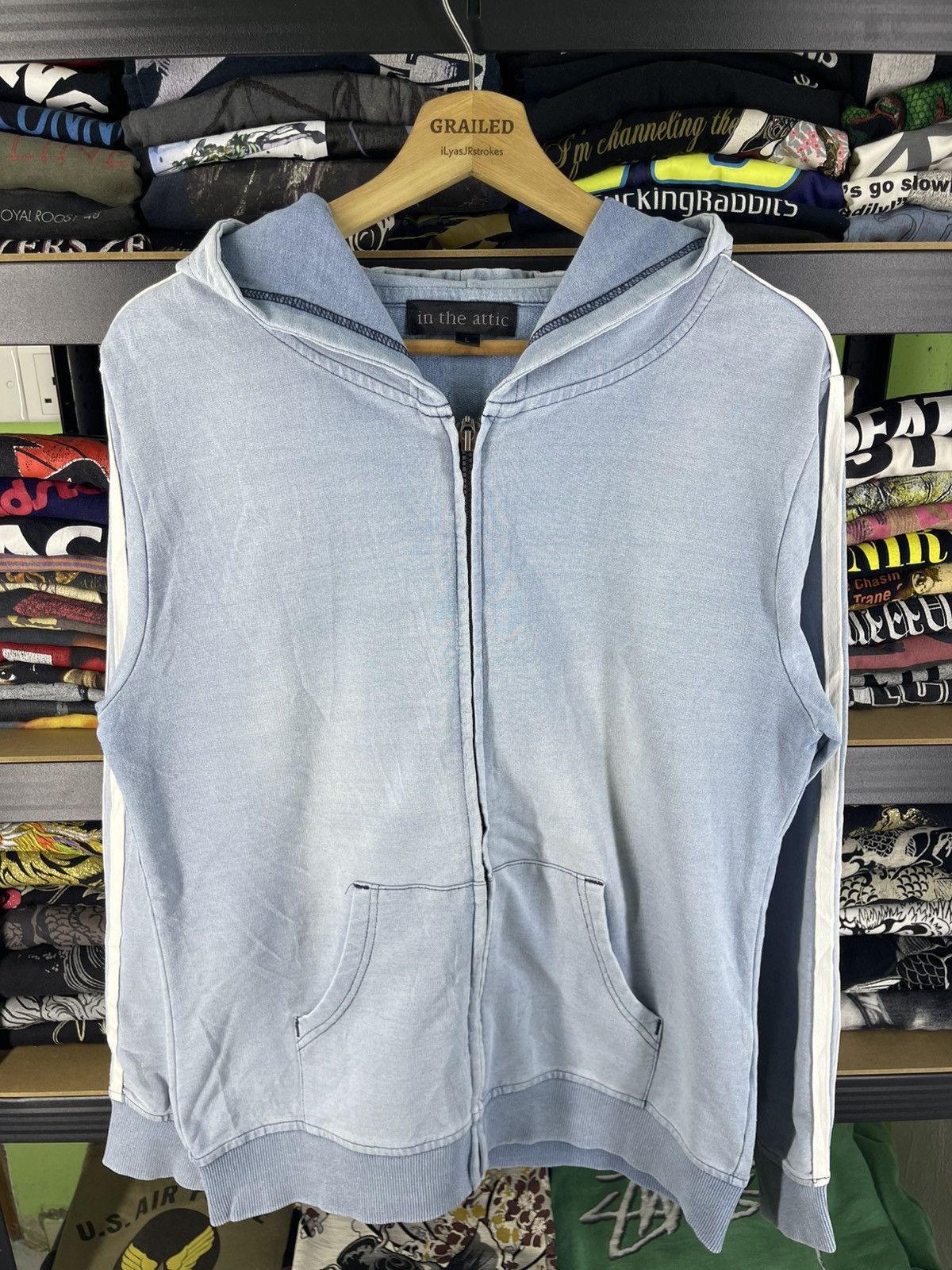 In The Attic Vintage In The Attic Zip Hoodie White Stripes Size US L / EU 52-54 / 3 - 7 Thumbnail