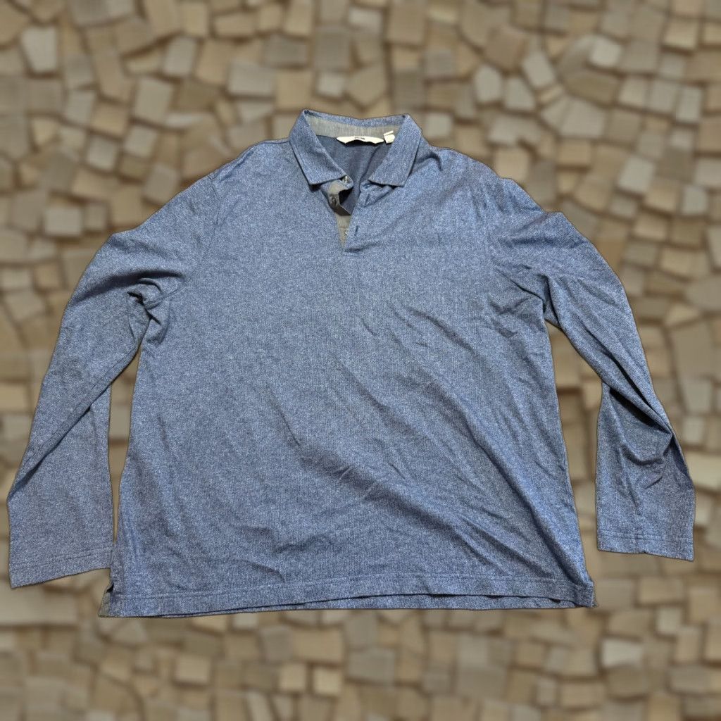 Joseph Abboud Joseph Abboud Shirt Polo XL Men Blue Long Sleeve 1/4 Button Collared Knit 100% Cotton Casual Golf Modern Classic Stretch Size US XL / EU 56 / 4 - 1 Thumbnail