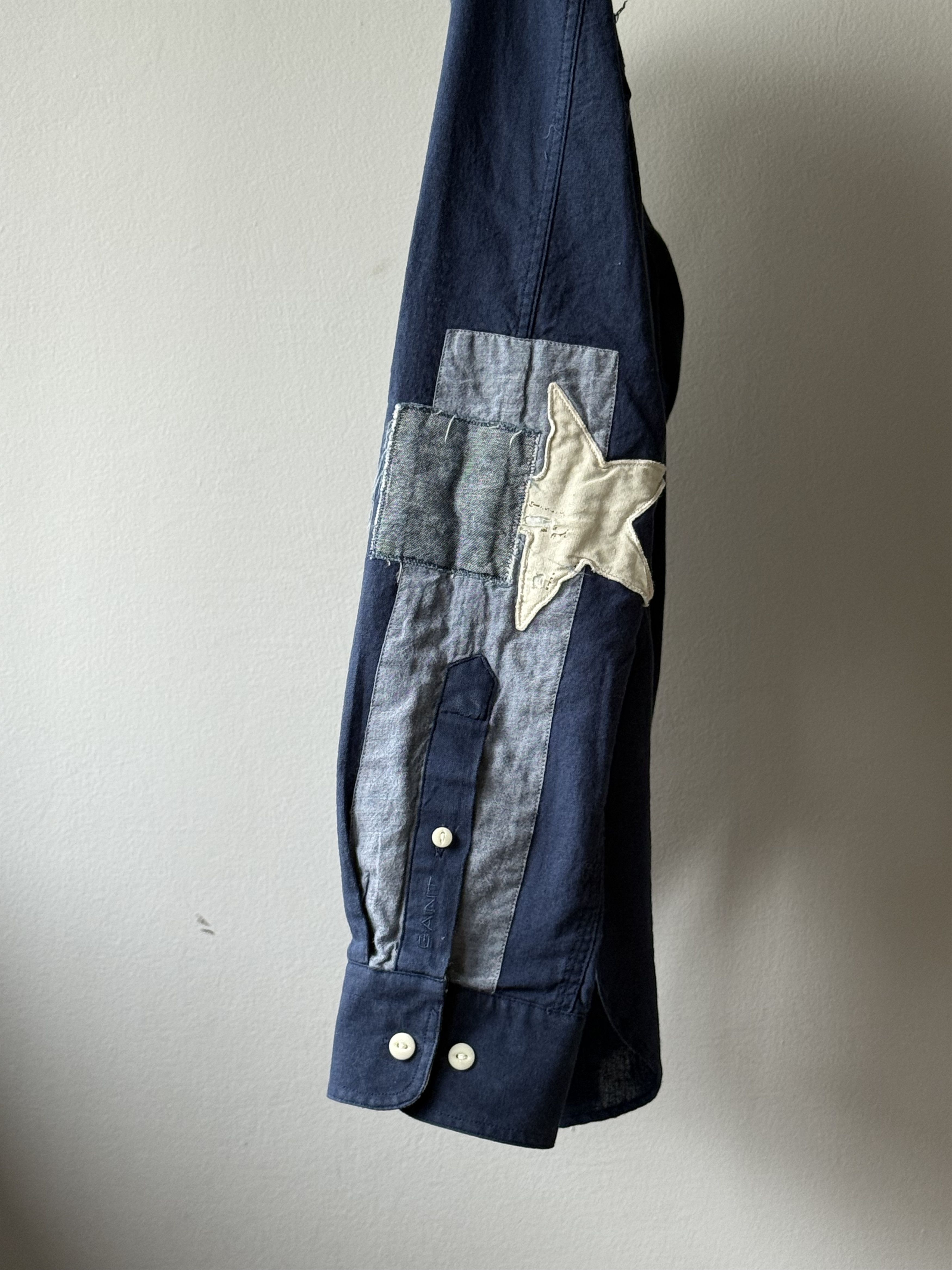 Gant Gant Patchwork Casual Fit Navy Blue Twill Long Sleeve Shirt Size US M / EU 48-50 / 2 - 7 Thumbnail