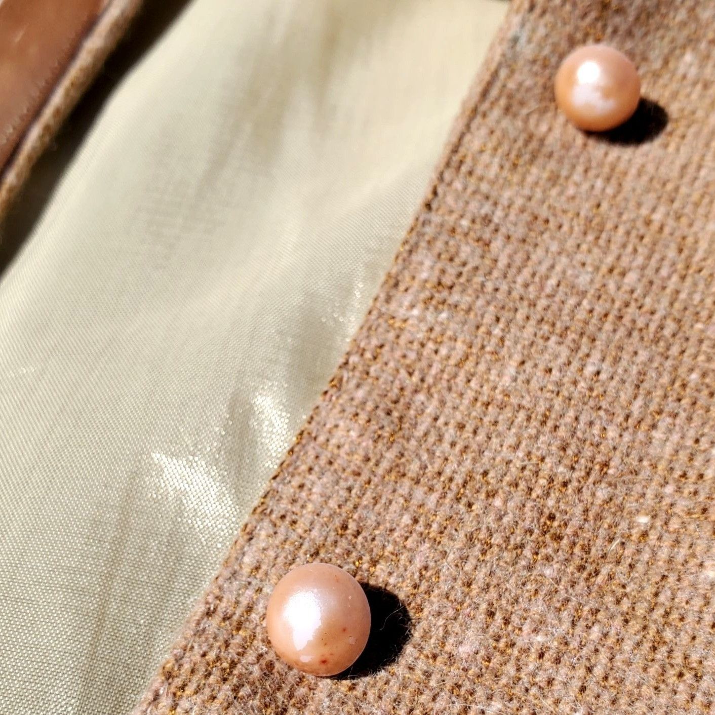 Vintage Vintage 90s Pearl Embellished Wool Cardigan Jacket Beige Rib Size S / US 4 / IT 40 - 12 Thumbnail