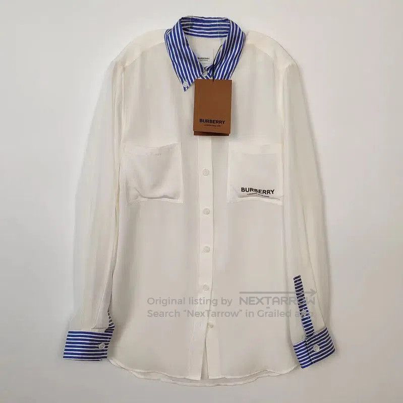 Burberry Burberry White Silk Women's Shirt. Size L / US 10 / IT 46 - 1 Thumbnail