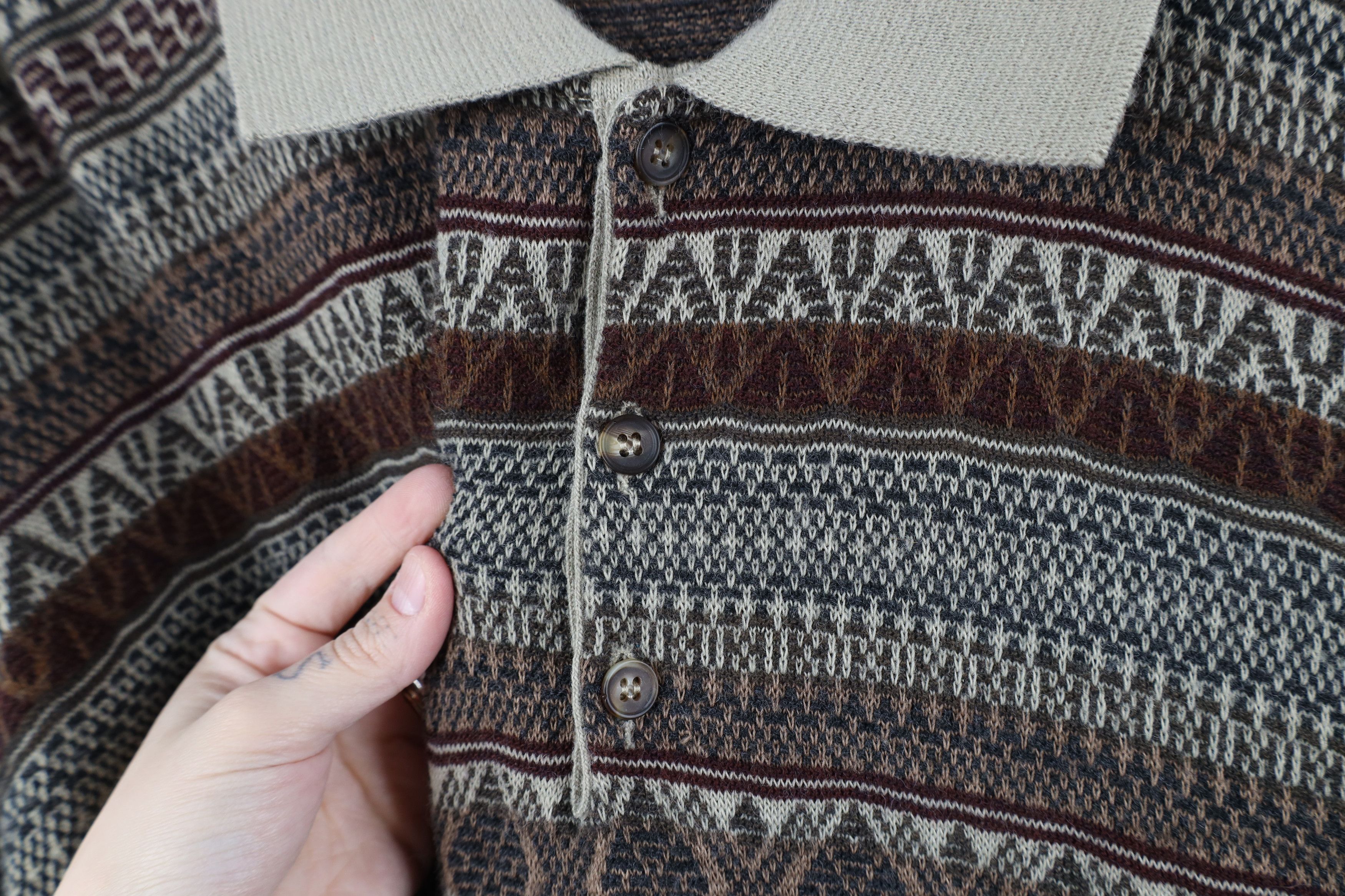 Vintage Vintage 90s Streetwear Fair Isle Knit Collared Sweater Size US XXL / EU 58 / 5 - 6 Thumbnail