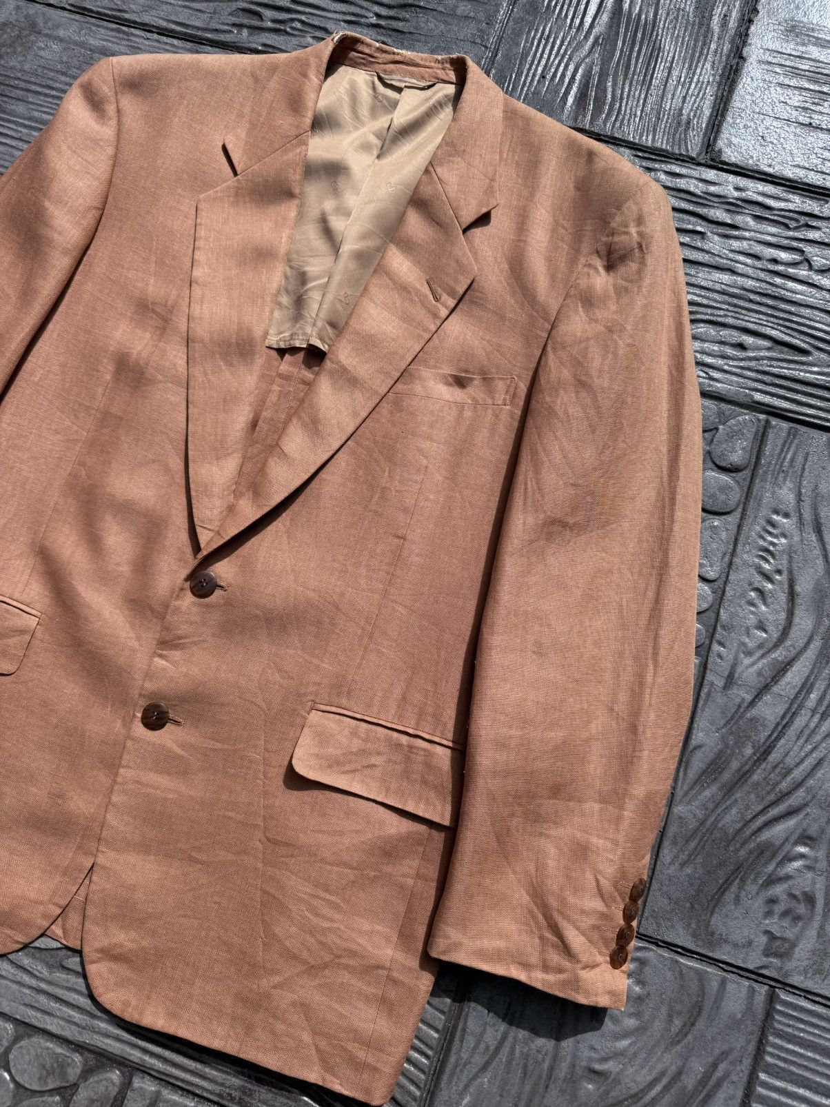 Christian Dior Monsieur 1980’s Christian Dior Monsieur Tailored Linen Peach Blazer Size 38R - 5 Thumbnail