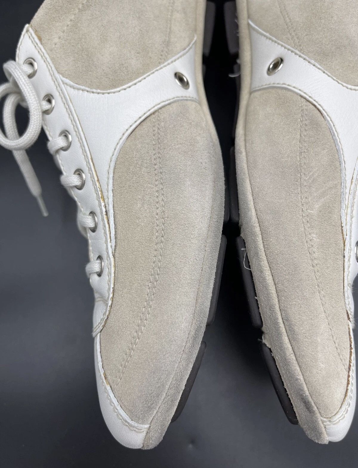 Prada Prada White & Cream Suede Leather Driving Sneakers Size 10 Size US 10 / EU 43 - 13 Thumbnail