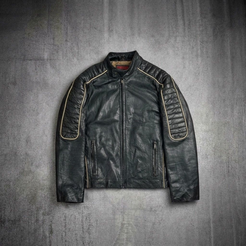 Genuine Leather Real Leather Racing Moto style jacket avant garde Size US L / EU 52-54 / 3 - 1 Thumbnail