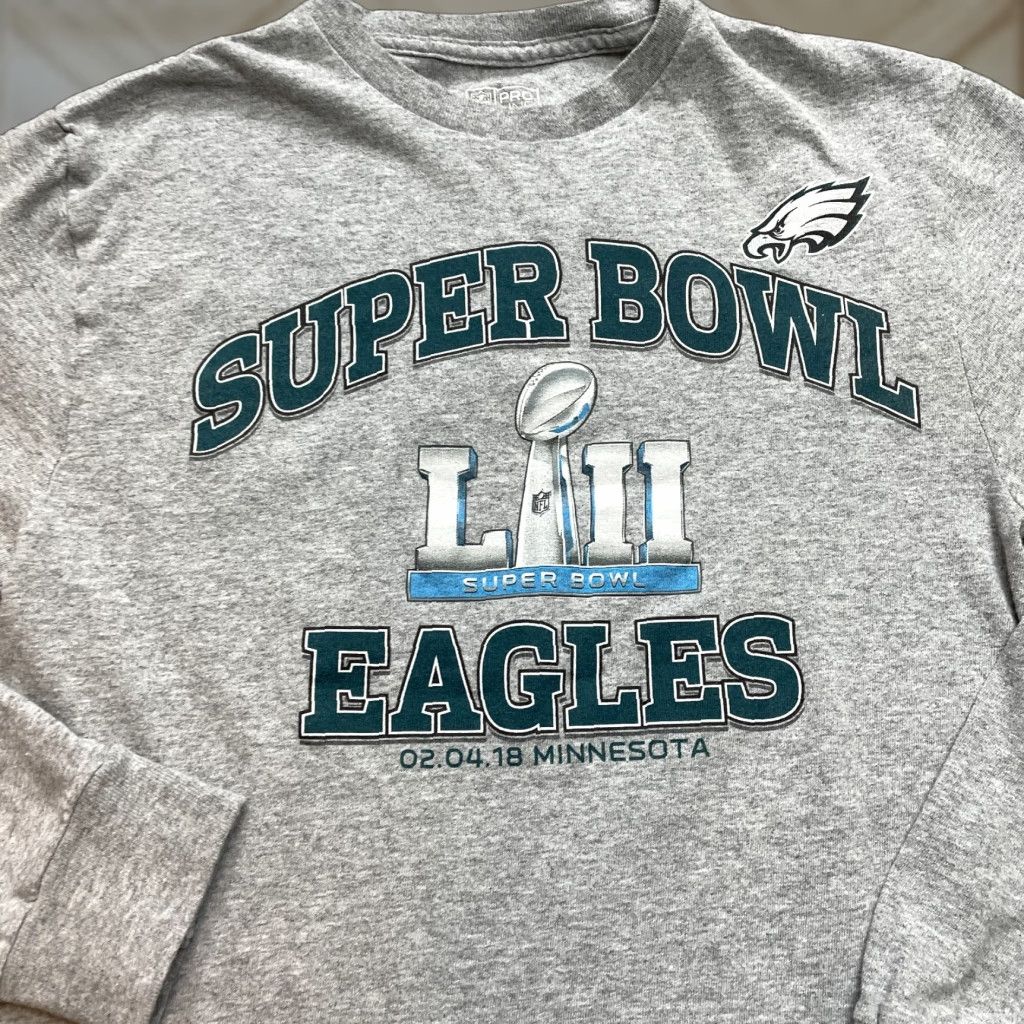 Vintage Fanatics Pro Line NFL Shirt Adult S Long Sleeve Gray Eagles Super Bowl LIV Shirt Mens Womens Unisex T-Shirt Logo Lined Size US S / EU 44-46 / 1 - 1 Thumbnail