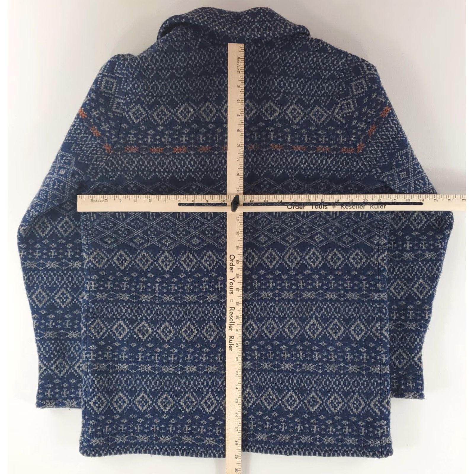 Lands' End Lands' End Canvas Cardigan Sweater 100% Lambswool Fair Isle Blue Womens L Size L / US 10 / IT 46 - 6 Thumbnail