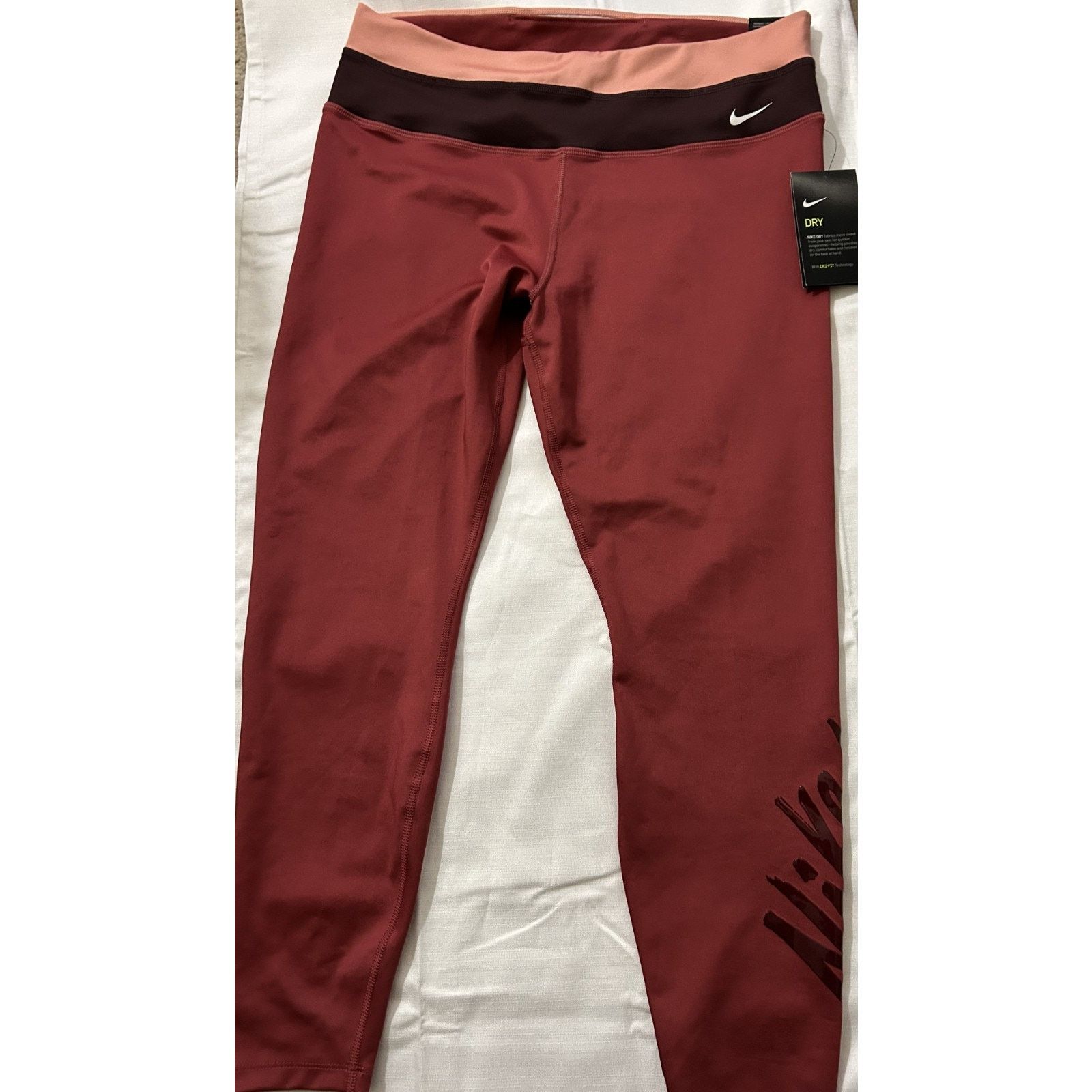 Nike NWT-Womens Nike Pro-Dri Fit Maroon Leggings Size XL Size 36" / US 14 / IT 50 - 3 Thumbnail