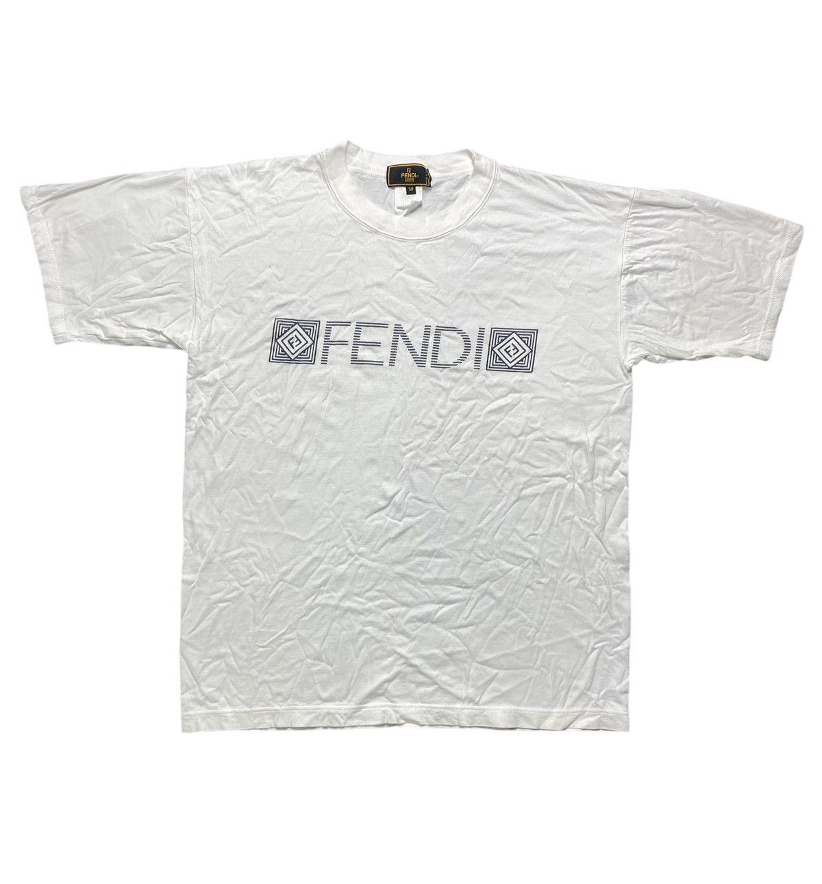 Fendi VINTAGE FENDI SPELLOUT DESIGN WHITE TEE Size US M / EU 48-50 / 2 - 1 Thumbnail