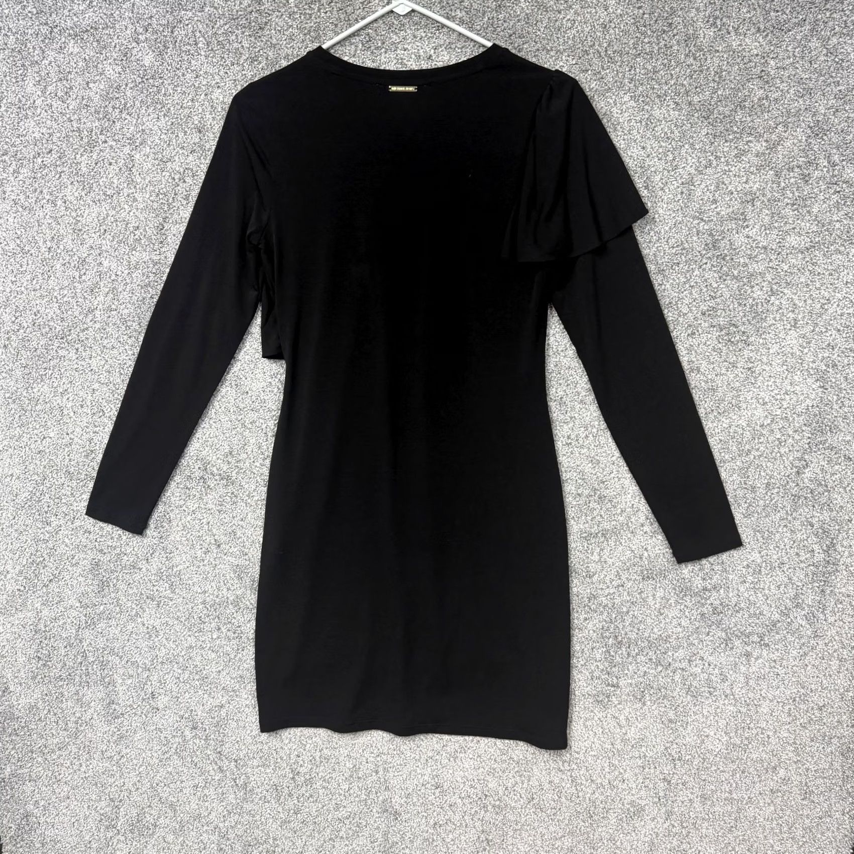 Michael Kors Michael Kors Dress S Black Crew Neck Long Sleeve Jersey Sheath Ruffle Mini LBD Workwear Cocktail Party Vintage No Size S / US 4 / IT 40 - 6 Thumbnail