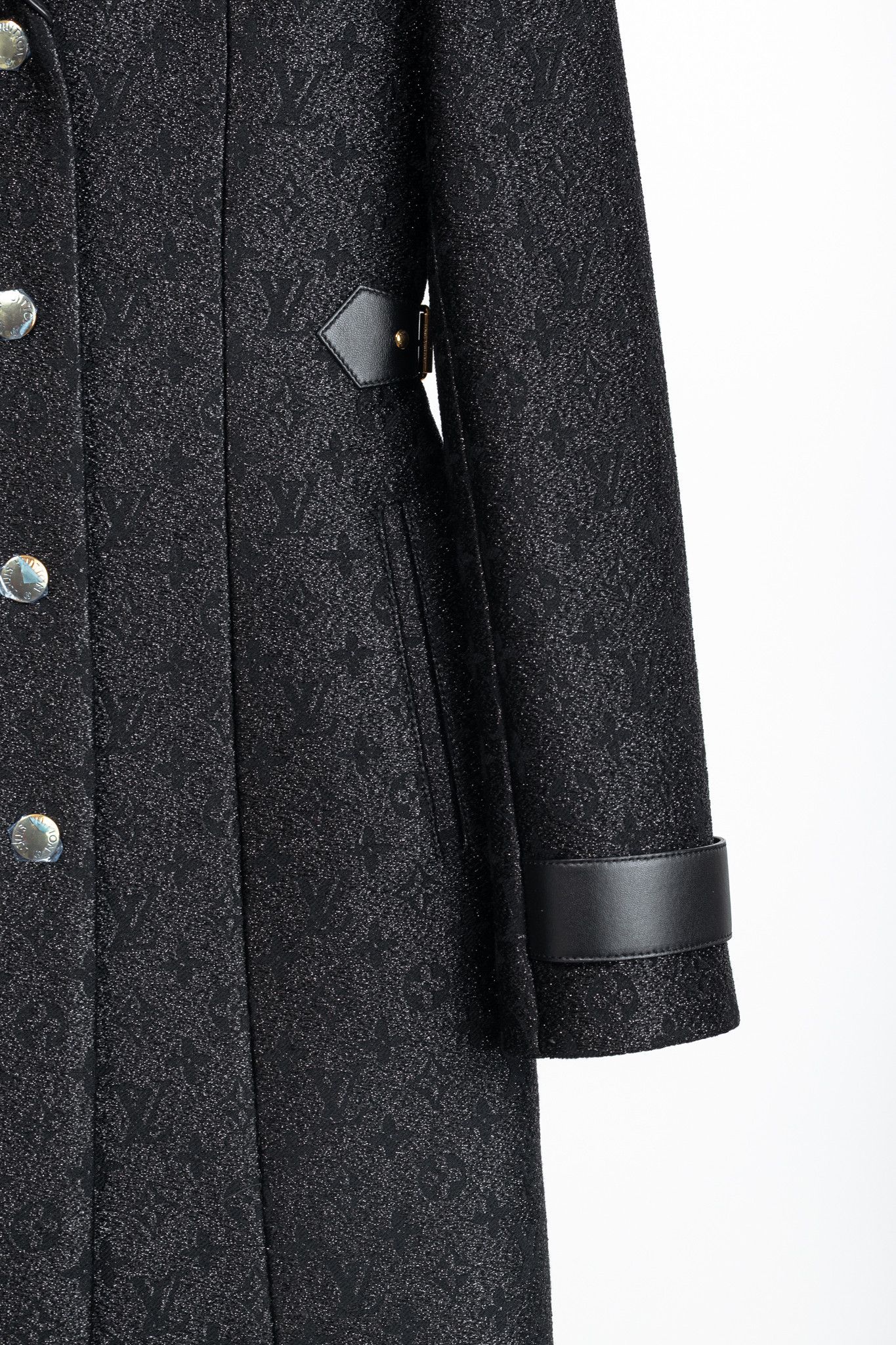 Louis Vuitton Louis Vuitton Monogram Leather Insert A-Line Glitter Coat Size XS / US 0-2 / IT 36-38 - 6 Thumbnail