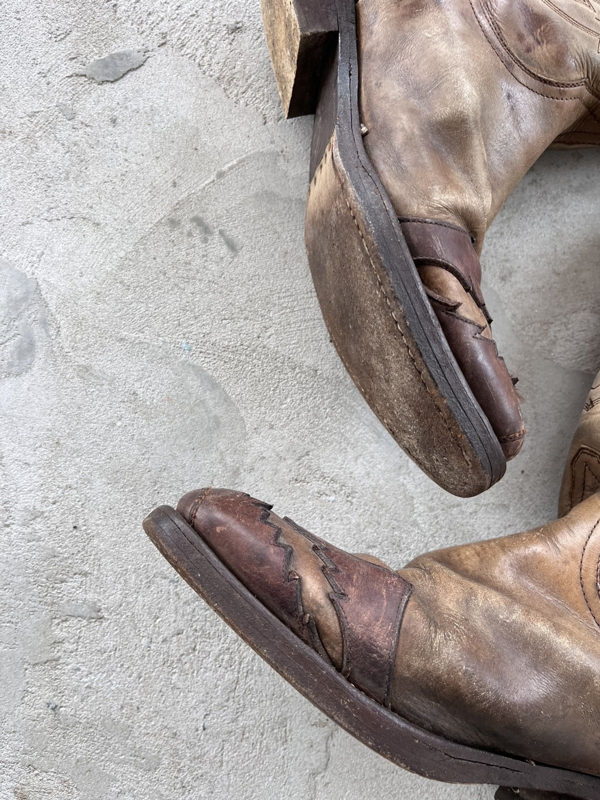 Cowboy Equipment Vintage Sancho Leather Western Cowboy Boots Rare AvantGarde Size US 8 / EU 41 - 15 Thumbnail