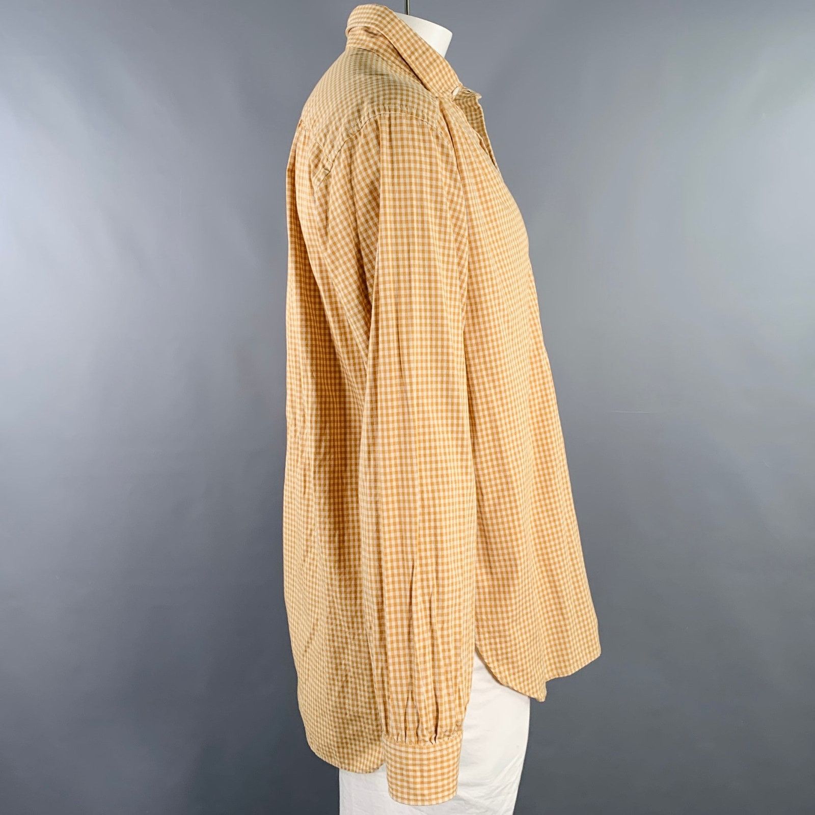 Needles NEEDLES Tan Checkered Cotton Club Collar Long Sleeve Shirt Size US XL / EU 56 / 4 - 2 Thumbnail