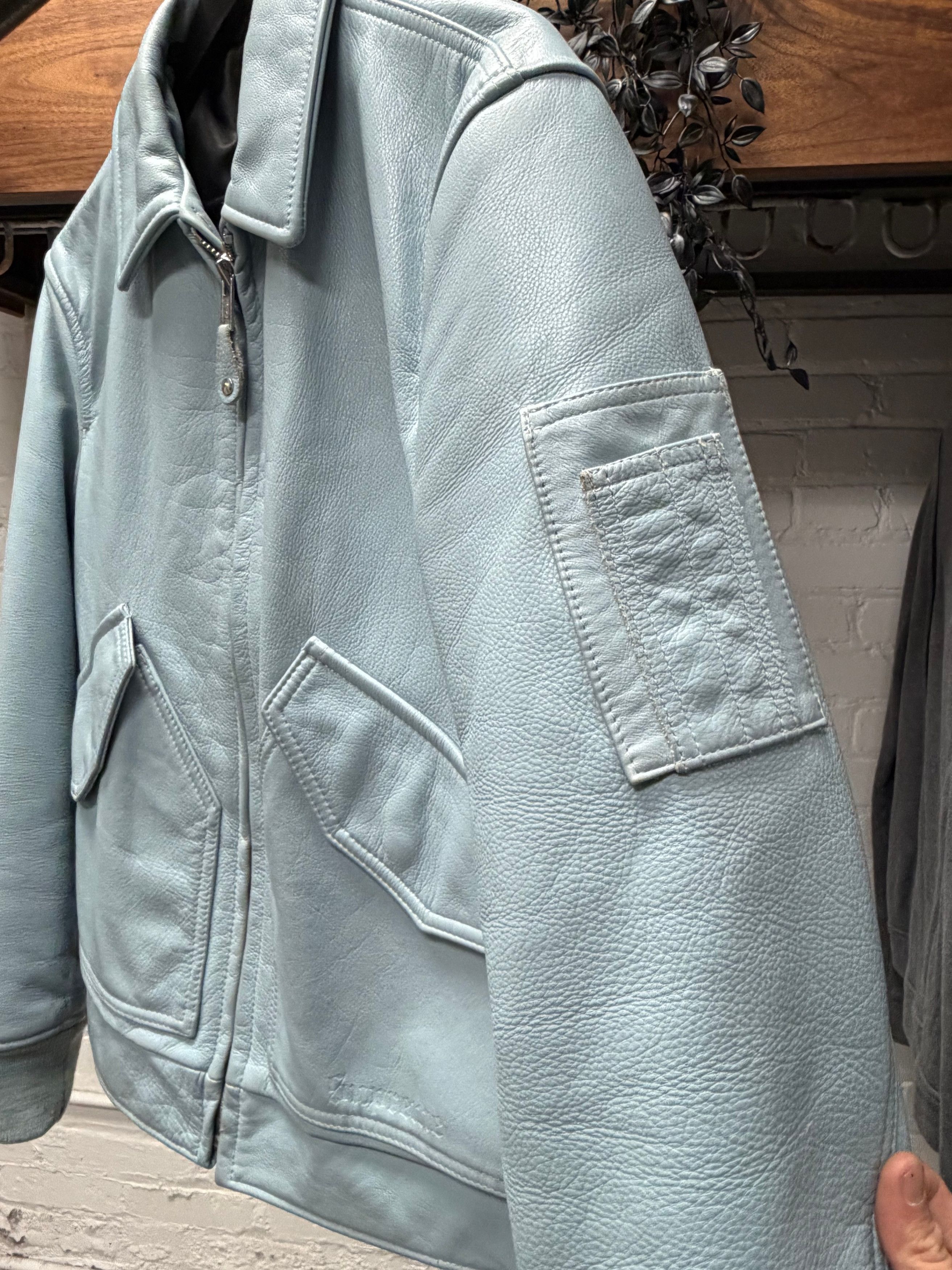 Supreme AW2019 Supreme x Schott Baby Blue Leather Bomber Jacket Size US S / EU 44-46 / 1 - 2 Thumbnail
