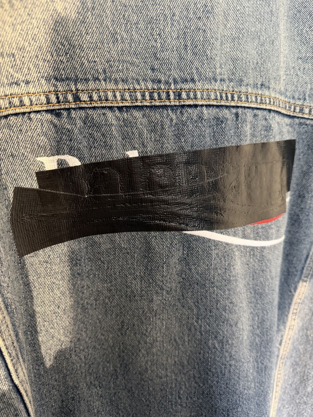 Balenciaga Balenciaga Taped Logo Denim Jacket Size US XL / EU 56 / 4 - 9 Thumbnail