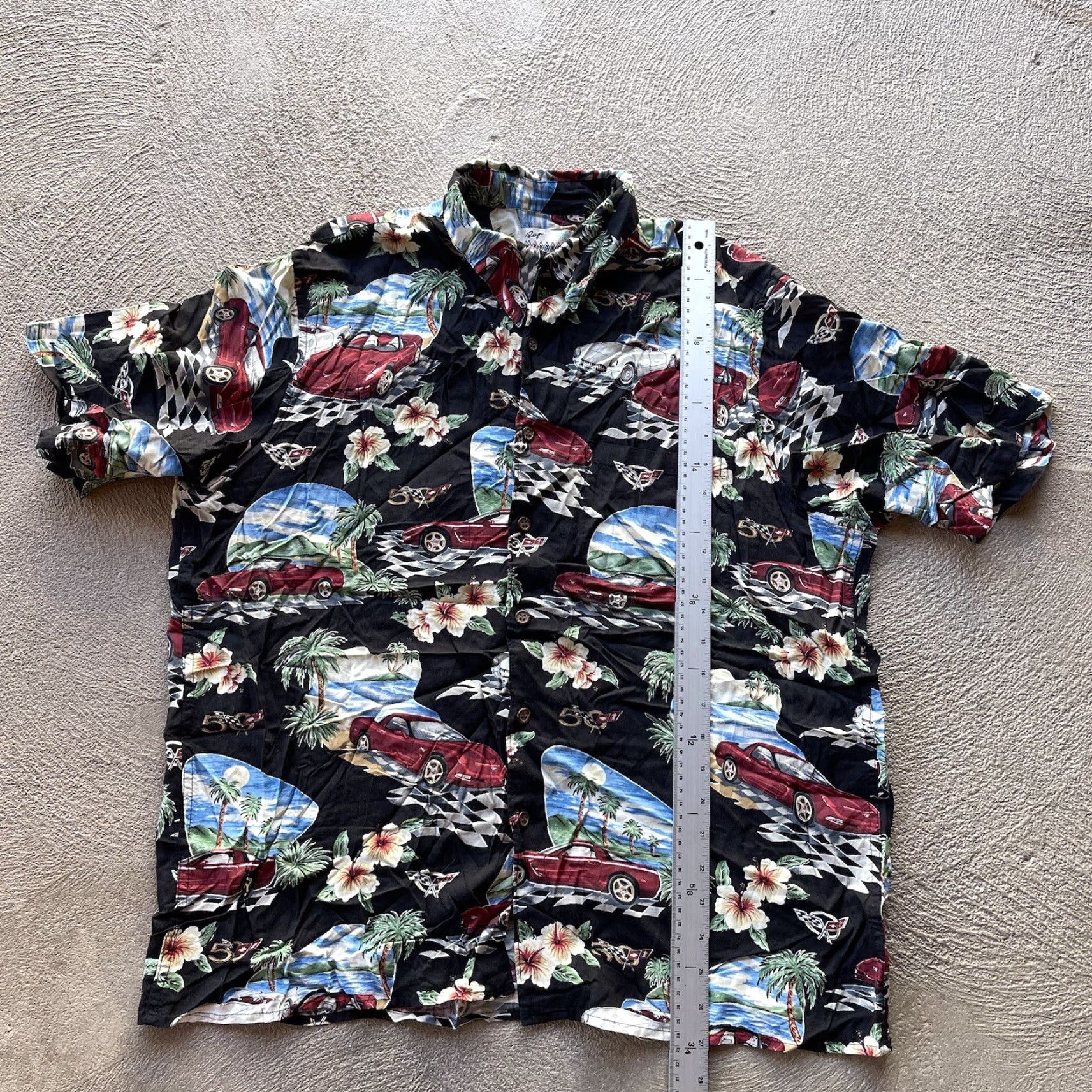 Reyn Spooner VINTAGE Reyn Spooner Shirt Mens Large Black Button Up Corvette Car Hawaiian Rayon Beach - Graphic Print - Short Sleeve - Casual (Men) Size US L / EU 52-54 / 3 - 6 Thumbnail