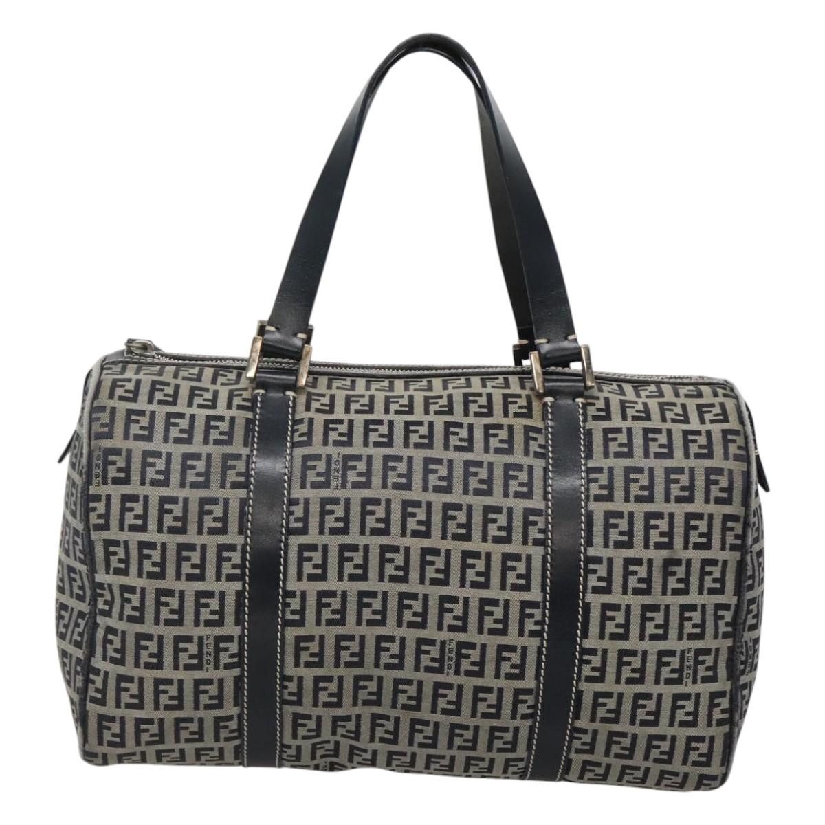 Fendi FENDI Zucchino Canvas Boston Bag Navy Silver Size ONE SIZE - 2 Thumbnail