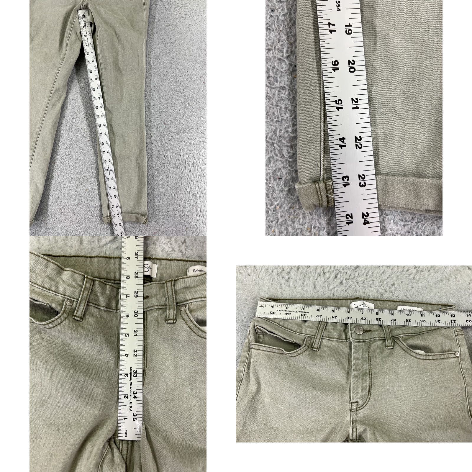 Jessica Simpson Jessica Simpson Women's Green Denim Jeans Skinny Crop Pants 4 Cotton Zipper 24in Inseam Retro Size 27" / US 4 / IT 40 - 8 Thumbnail