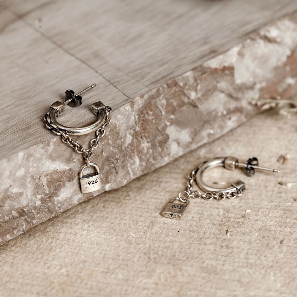 Jewelry Lock Hip-hop Earrings One Pairs Chrome Jewelry Size ONE SIZE - 2 Thumbnail