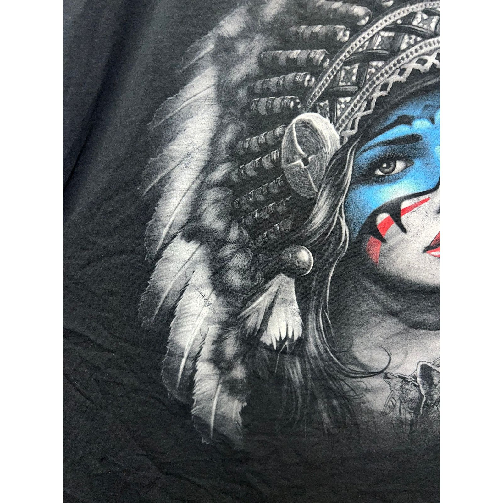 Fruit Of The Loom Vintage Native American Girl Shirt Tattoo Graphic Black 3 Size US XXL / EU 58 / 5 - 4 Thumbnail