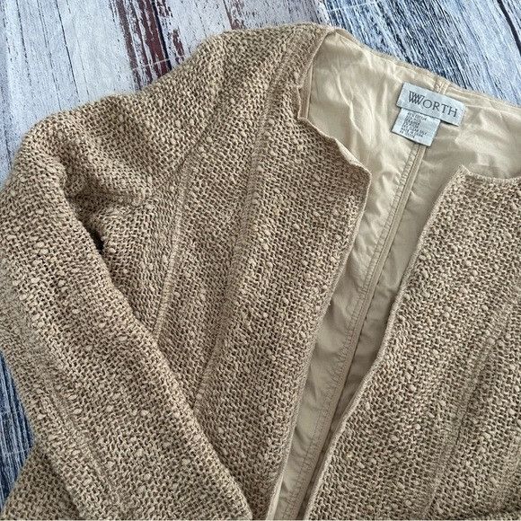 Other WORTH Women's Tan Textured Cotton-Wool-Linen Blend Blazer Ja Size S / US 4 / IT 40 - 3 Thumbnail