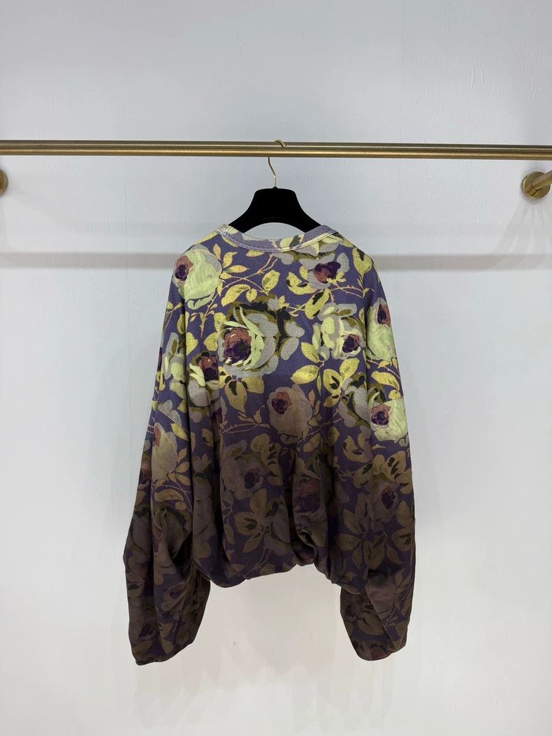Dries Van Noten DRIES VAN NOTEN Ink-wash floral pleated sweatshirt Size XS / US 0-2 / IT 36-38 - 5 Thumbnail