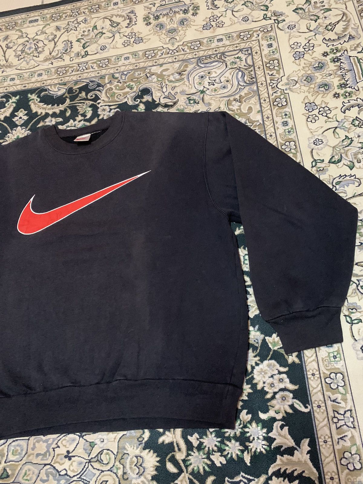 Nike × Vintage 90s NIKE BIG SWOOSH GREY TAG SWEATSHIRT Size US L / EU 52-54 / 3 - 4 Thumbnail