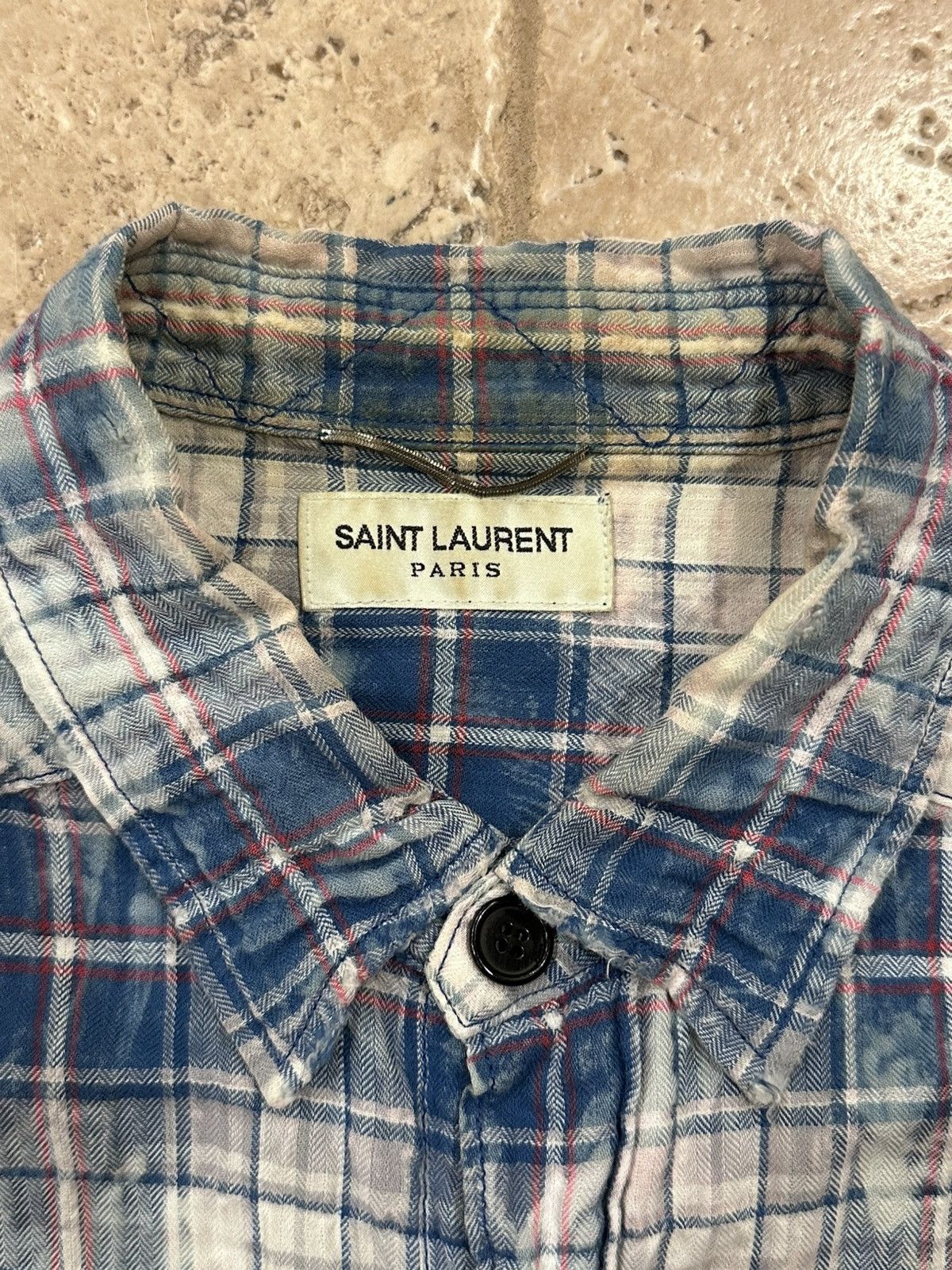 Saint Laurent Paris Saint Laurent x Hedi SS16 Surf Sound Bleach Shirt Flannel Size US L / EU 52-54 / 3 - 8 Thumbnail
