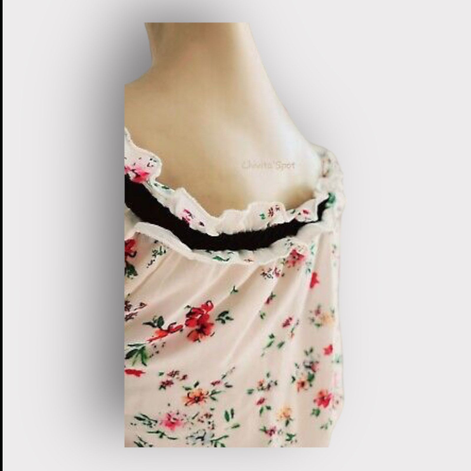 Nordstrom Lily White Floral Off-the-Shoulder Crop Top | Large Size L / US 10 / IT 46 - 16 Thumbnail