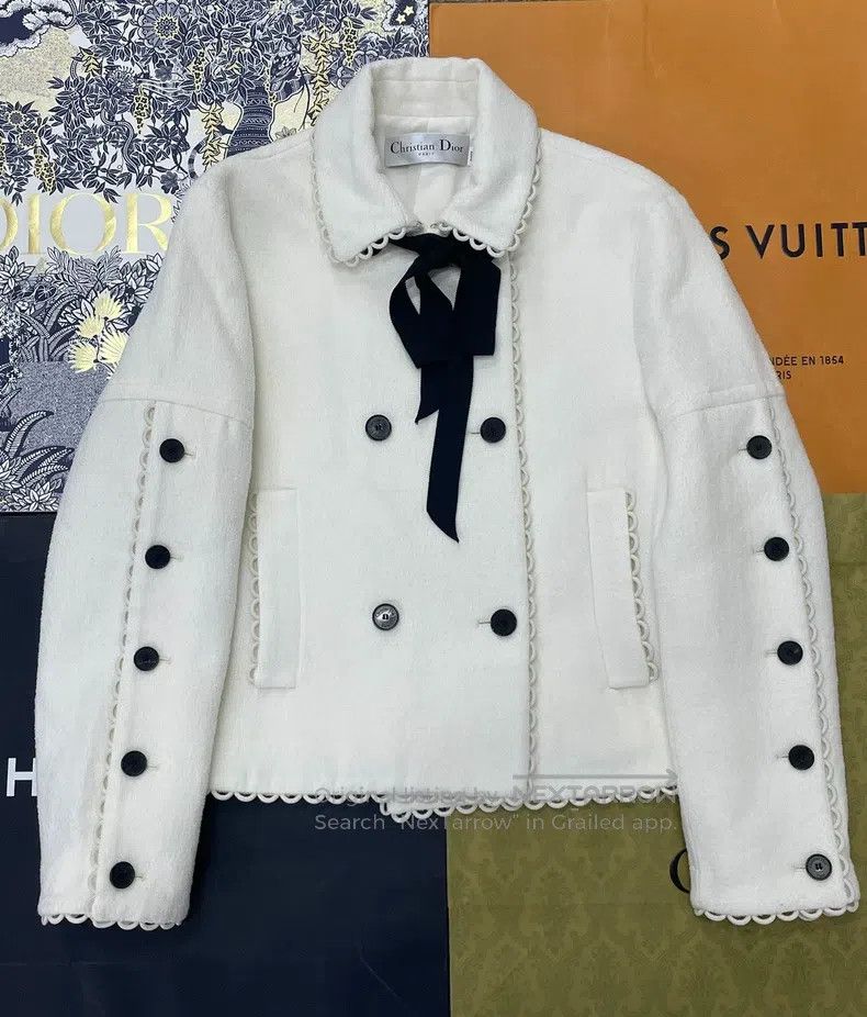 Dior Dior White woollen lace suit jacket Size S / US 4 / IT 40 - 1 Thumbnail