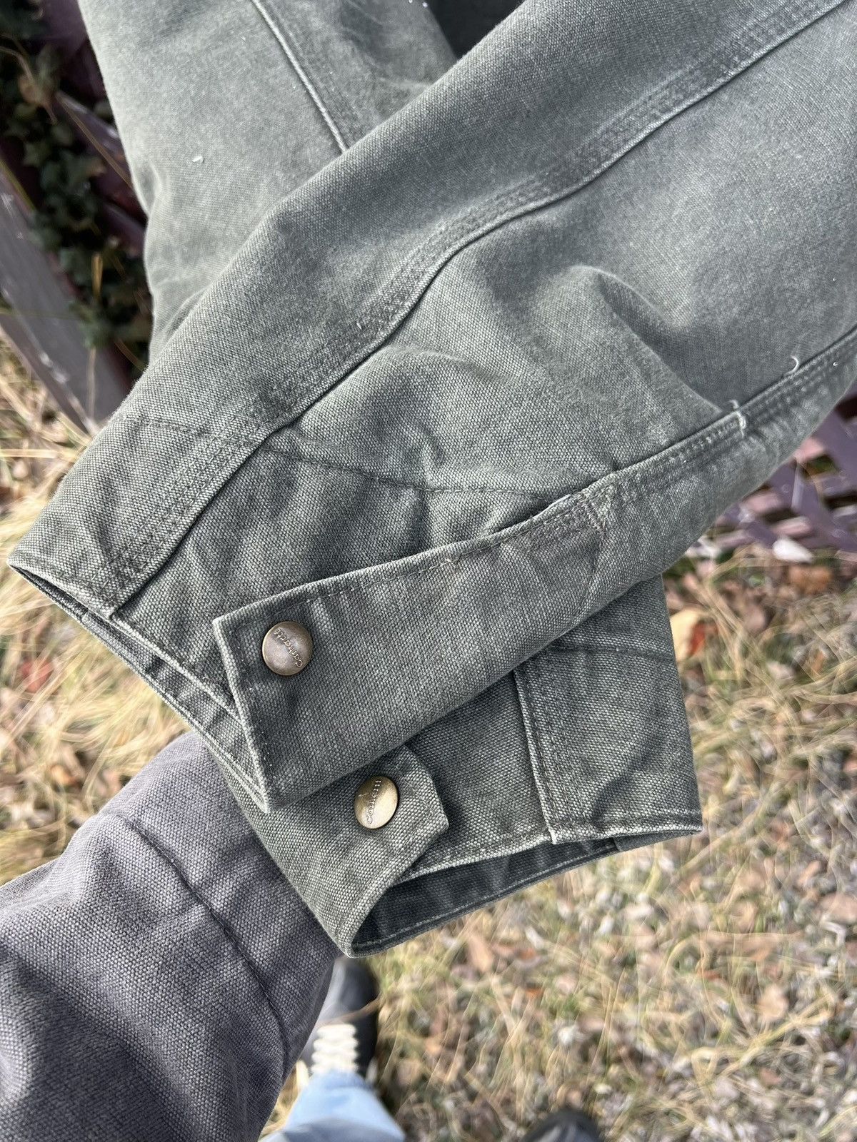 Carhartt Vintage Carhartt Detroit Jacket J97 MOS Flannel Lined Large Size US L / EU 52-54 / 3 - 9 Thumbnail