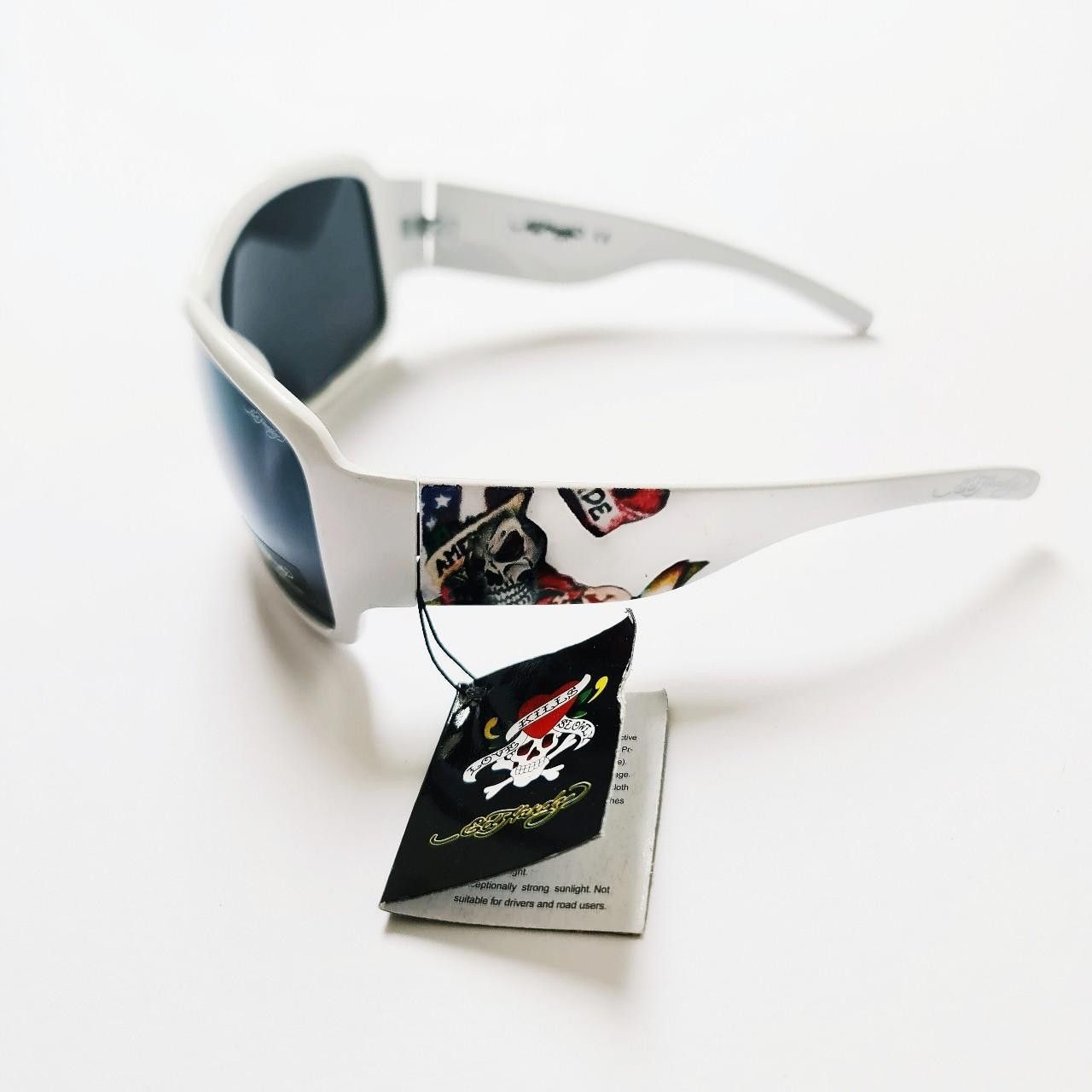 image of Vintage Y2K Unisex Oversized White Ed Hardy Sunglasses, Men's